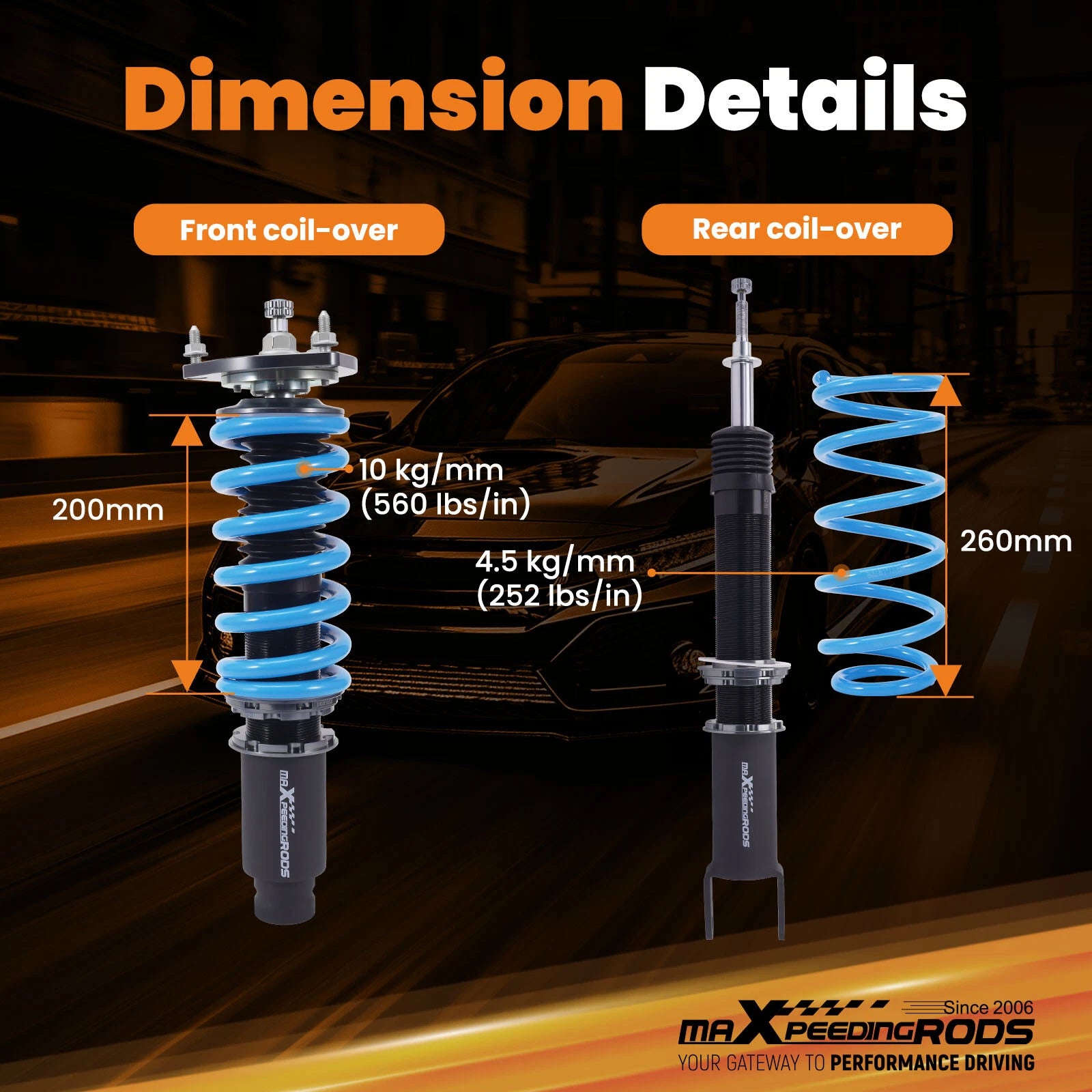 24 Way Adjustable Coilovers Lowering Kit for Infiniti Q50 (2014-2024)