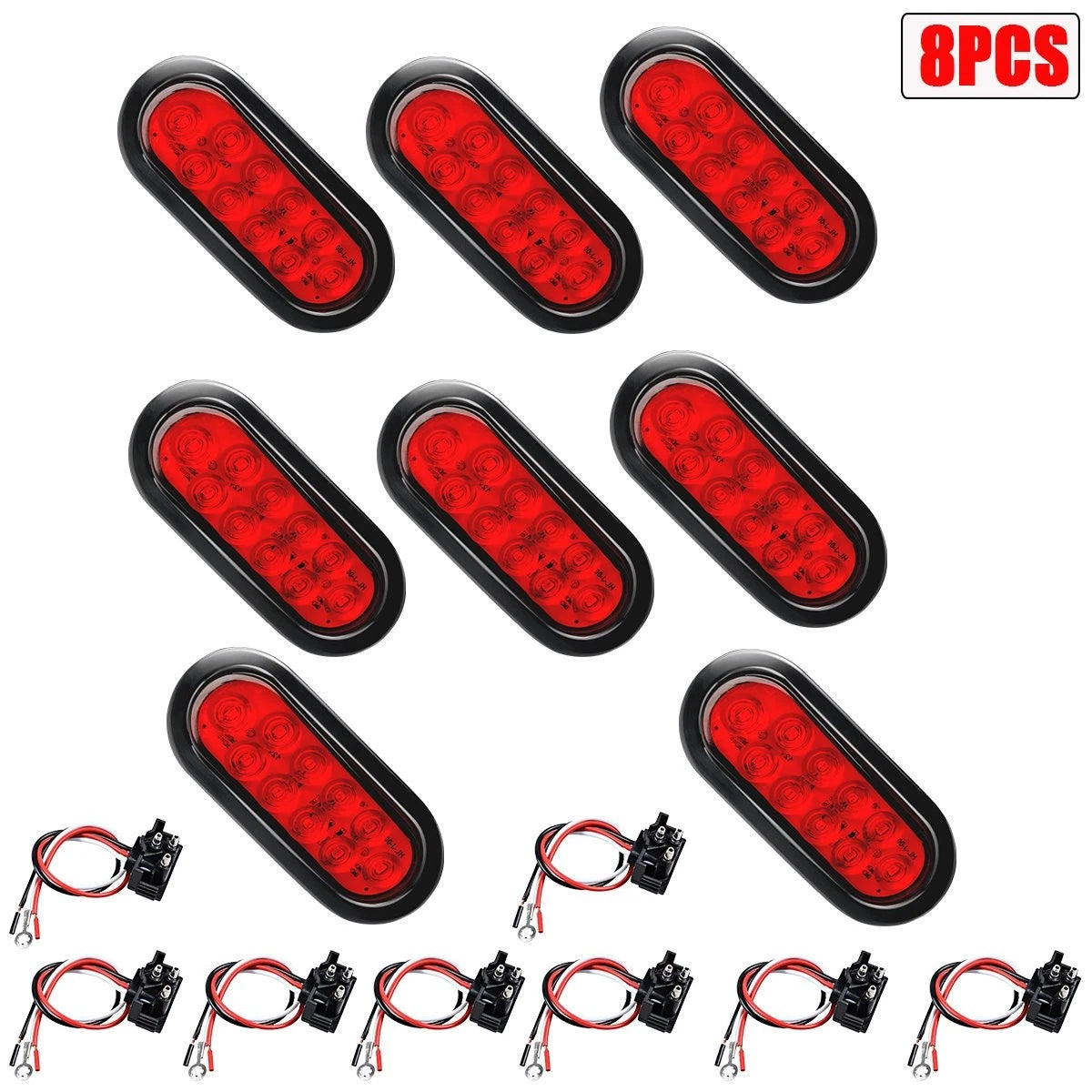 10Pc 6" Oval 10LED Trailer Truck Brake Stop Turn Tail Lights for Trucks