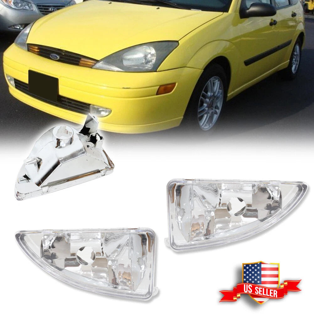 2X Clear Chrome Front Bumper Fog Lights for Ford Focus (2000–2004)