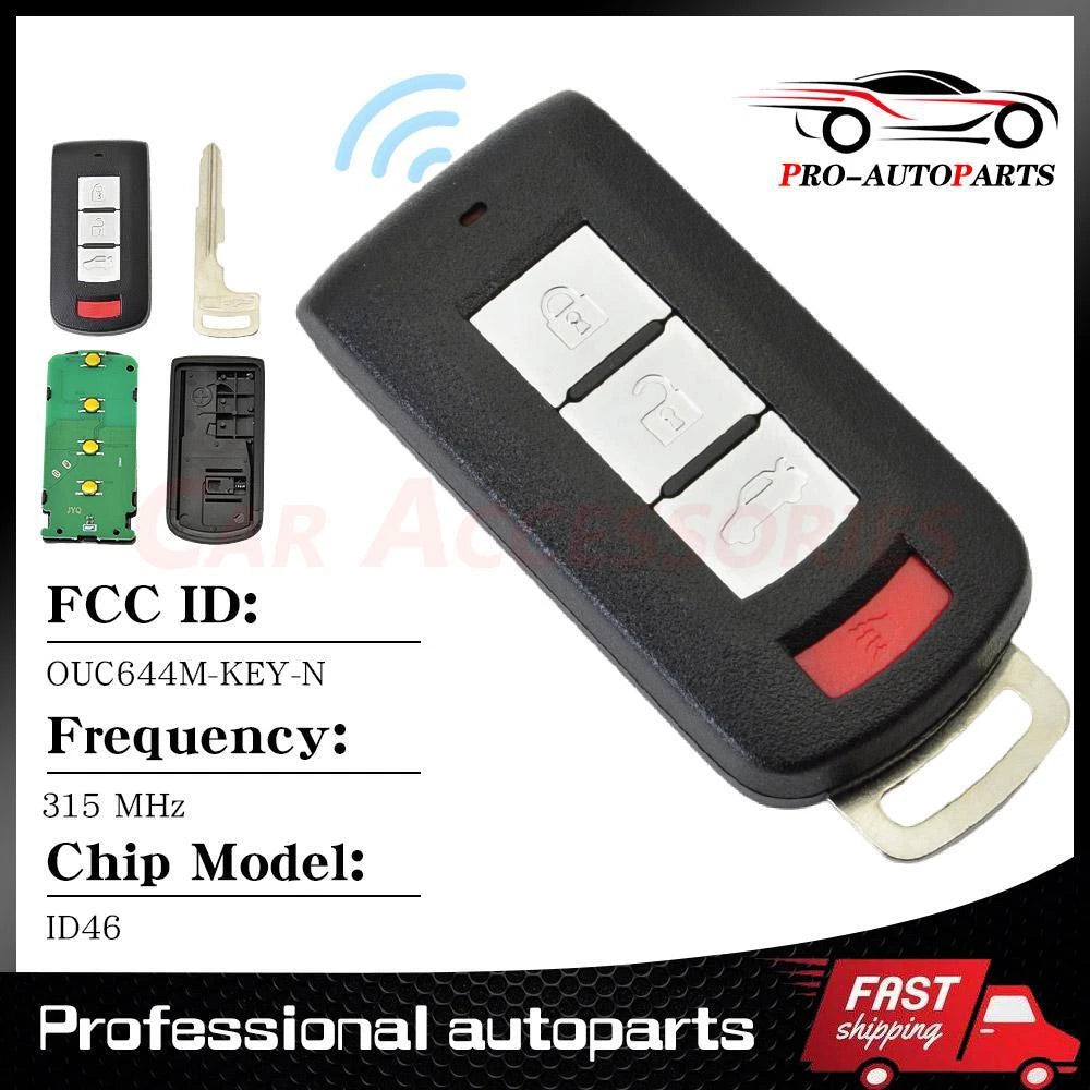 1/2 Remote Key Fob 4 Button 315MHz for Mitsubishi Lancer (2008–2017) OUC644M-KEY-N