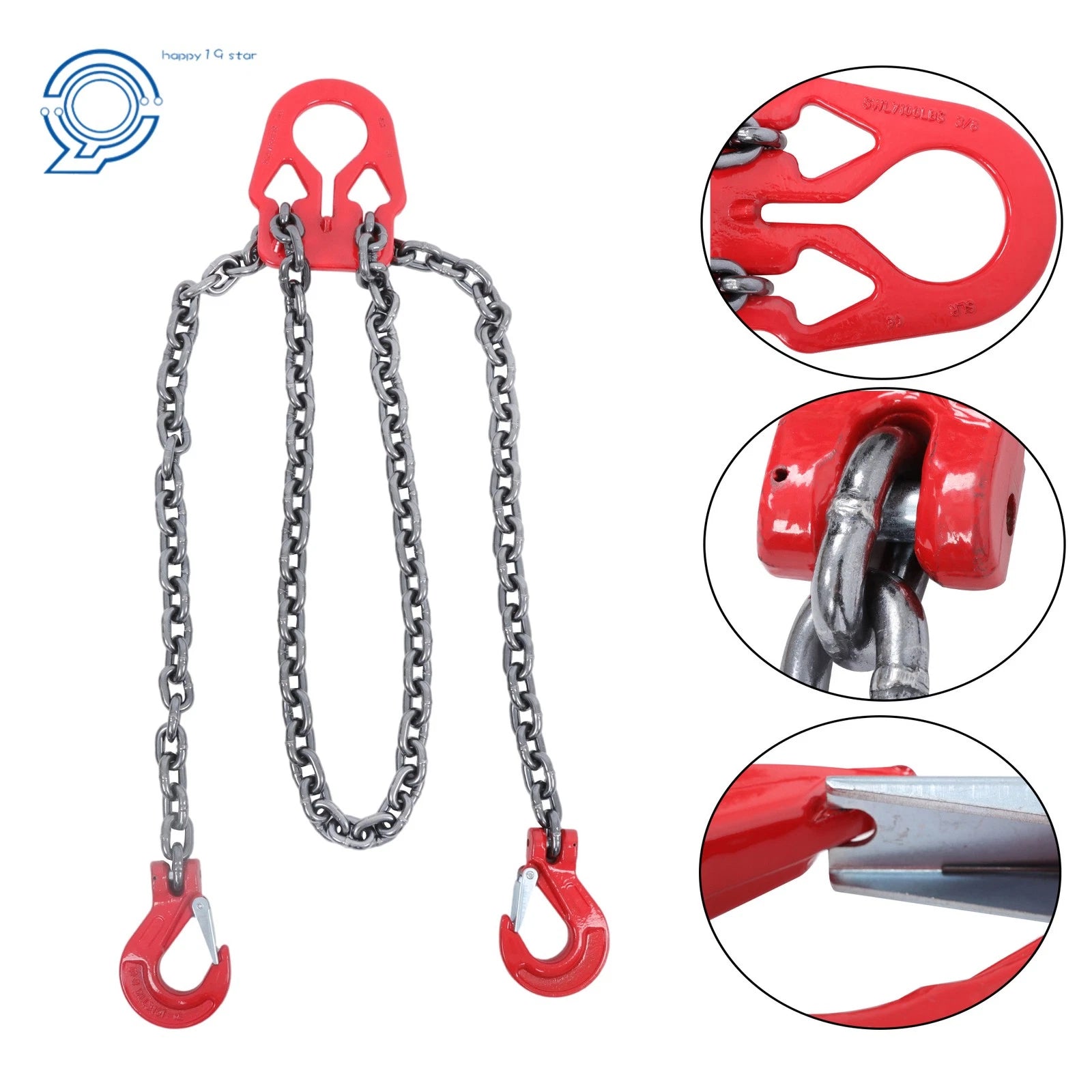 2X Chain Sling 3/8" x 10' G80 Lifting Chain with Adjustable Hooks