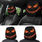 Front Seat Headrest Cover for Universal Halloween Scary Jack-O'-Lantern (—–—)