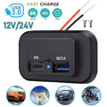 Dual USB Fast Charger Socket for Car Boat RV (QC3.0 PD Type-C)