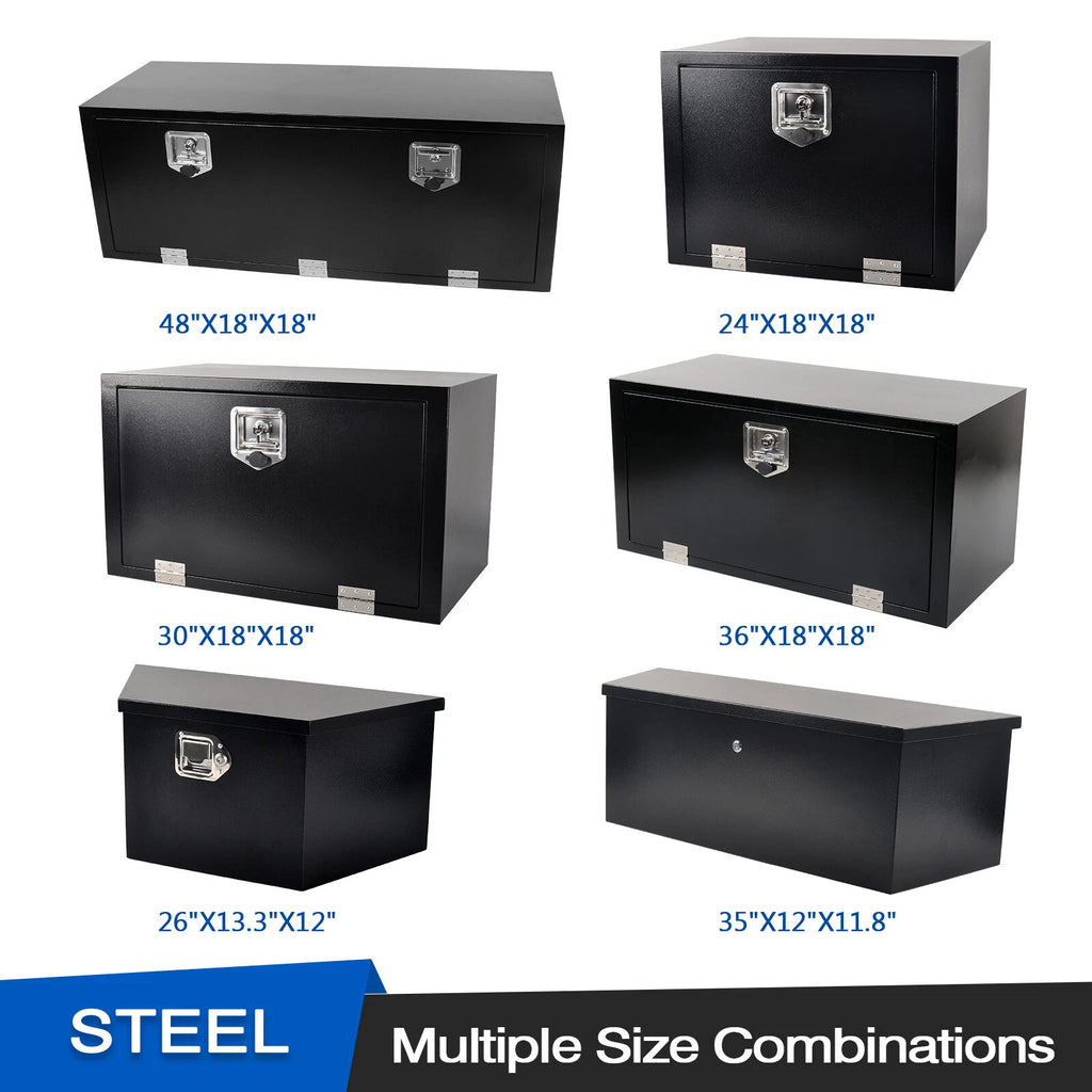 Set of 2 Steel Pickup Truck Tool Boxes for Universal Fit (24"-36")