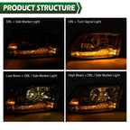 Chrome Projector Headlights with LED DRL for Dodge Ram 1500 2500 3500