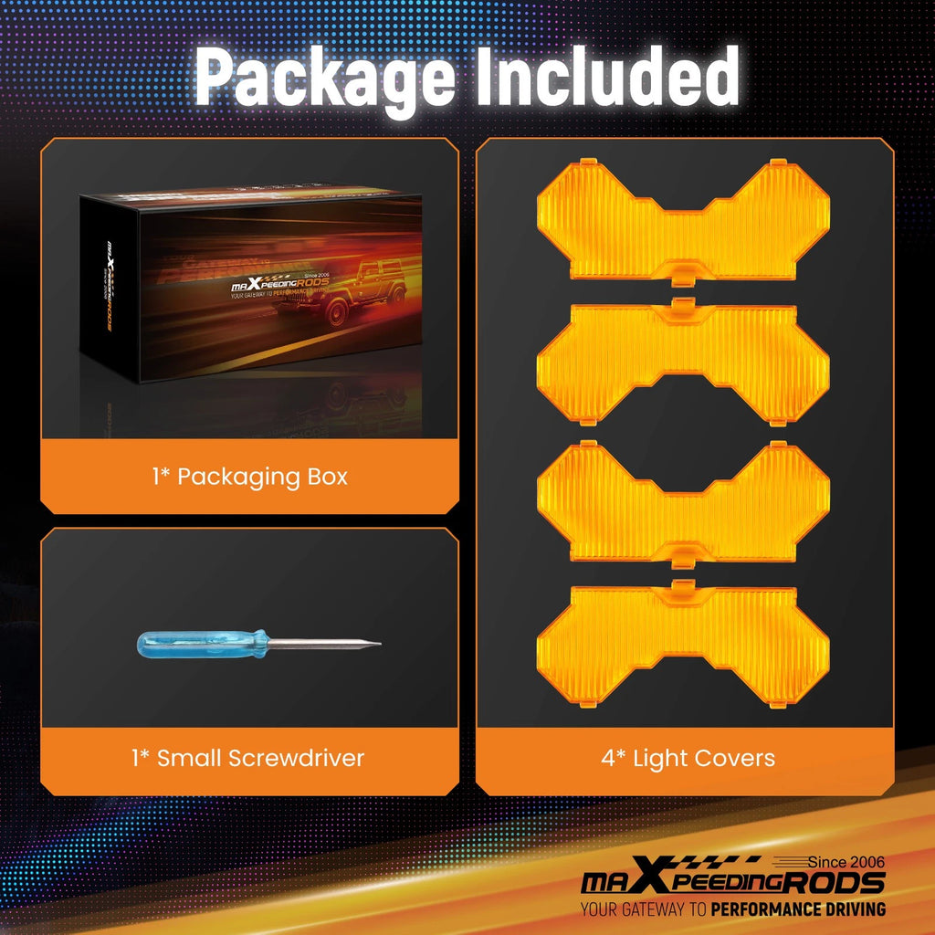 Amber Flood Protective Cover for maXpeedingrods 7" Square LED Driving Light (N/A)
