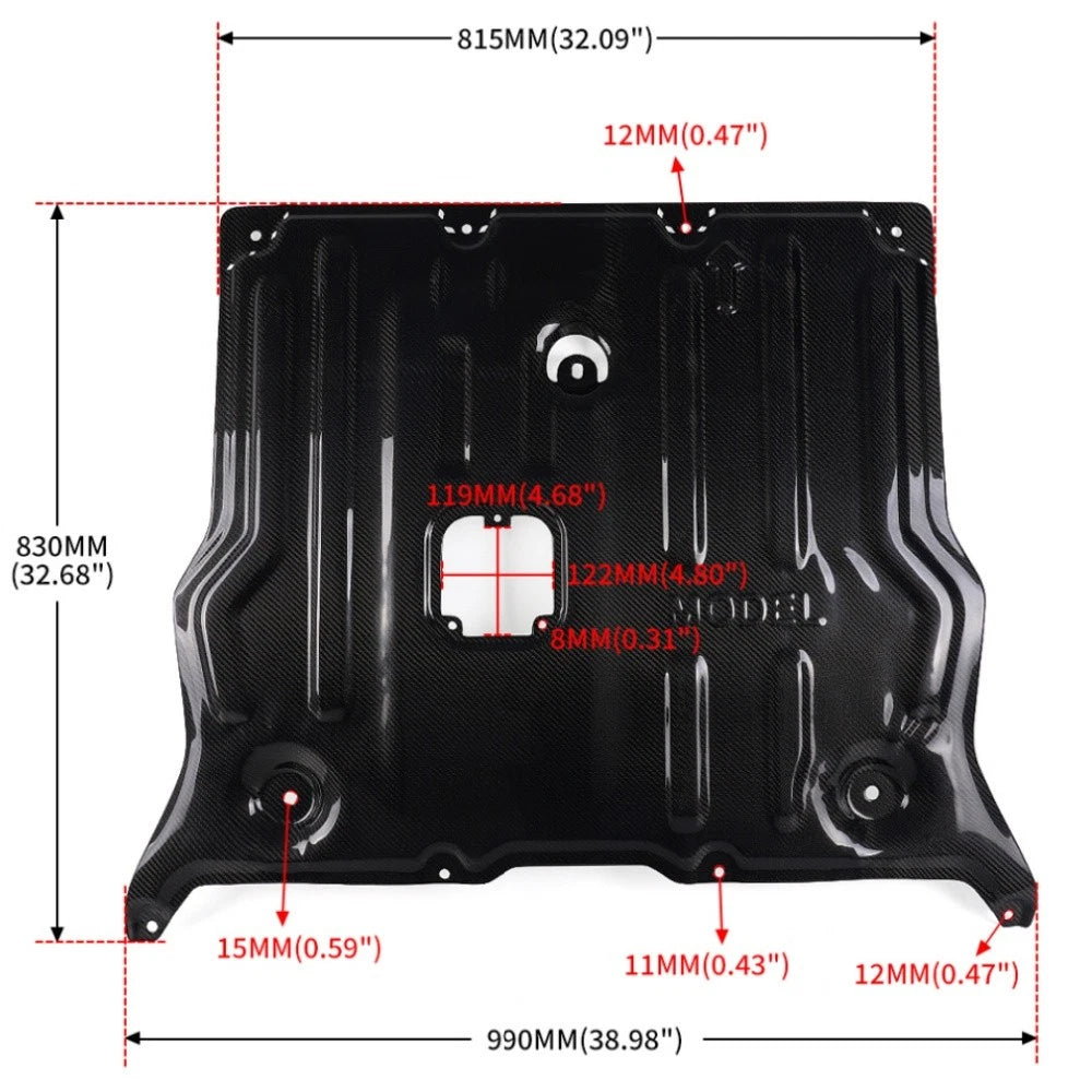 Carbon Fiber Skid Plate & Engine Guard for Tesla Model 3/Y (2017–2024)