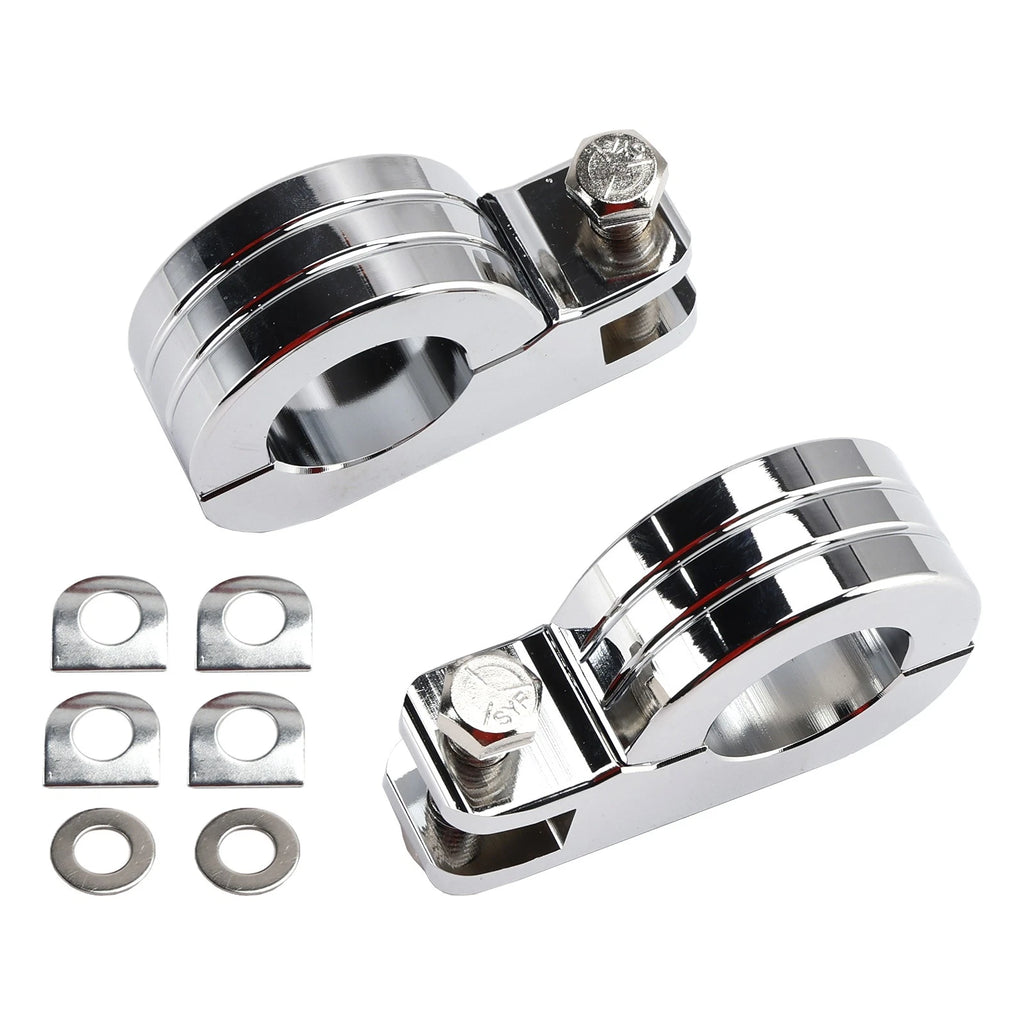 Chrome 32mm Engine Crash Bar Foot Peg Mount Clamp for Harley Dyna (T9)