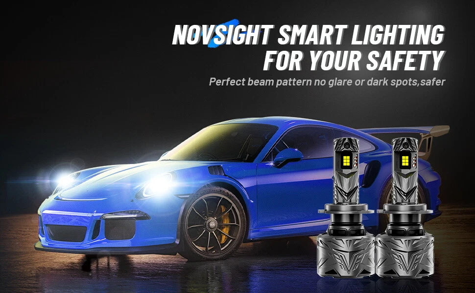 2X H7 LED Headlight Bulbs for NOVSIGHT (6000K, 25000LM, 120W)