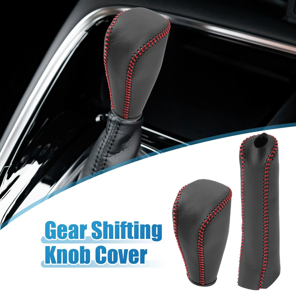 Set of 2 Gear Shifting Knob & Hand Brake Cover for Toyota Corolla (2014–2018) Black Red