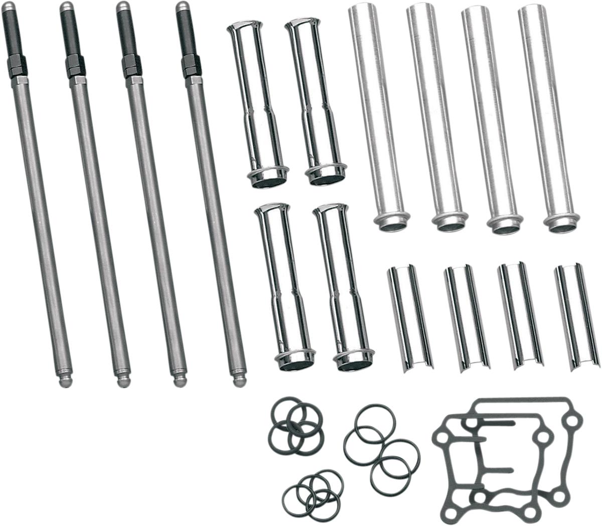 S&S Cycle Adjustable Pushrod Kit for Twin Cam (1999–2017) 93-5095, Chrome Covers