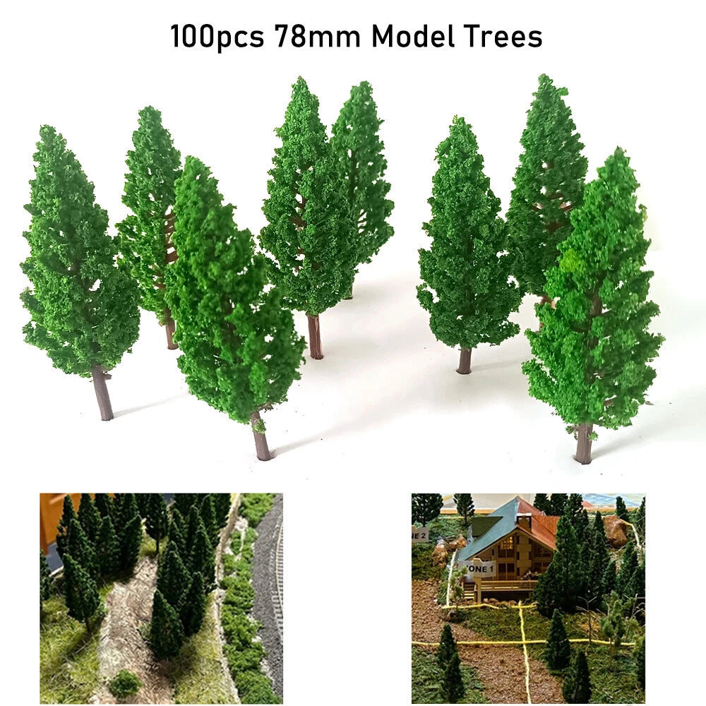 100Pcs 3.07" Pine Trees for Train Railroad Diorama Layout