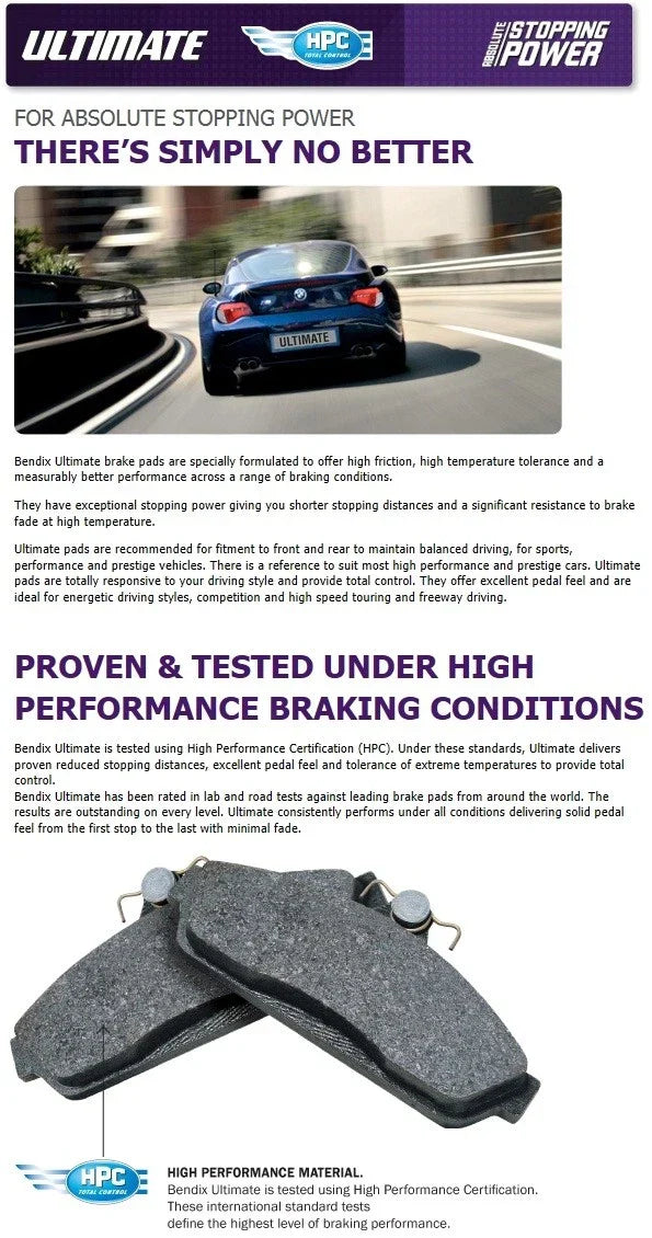 Ultimate Brake Pads for Ford Fairmont Fairlane BA BF (2002 - 2008)