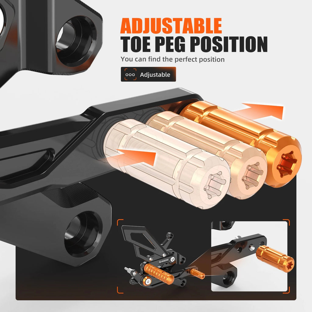 Adjustable Rearsets Foot Pegs for KTM 390 Duke (2024–2026)