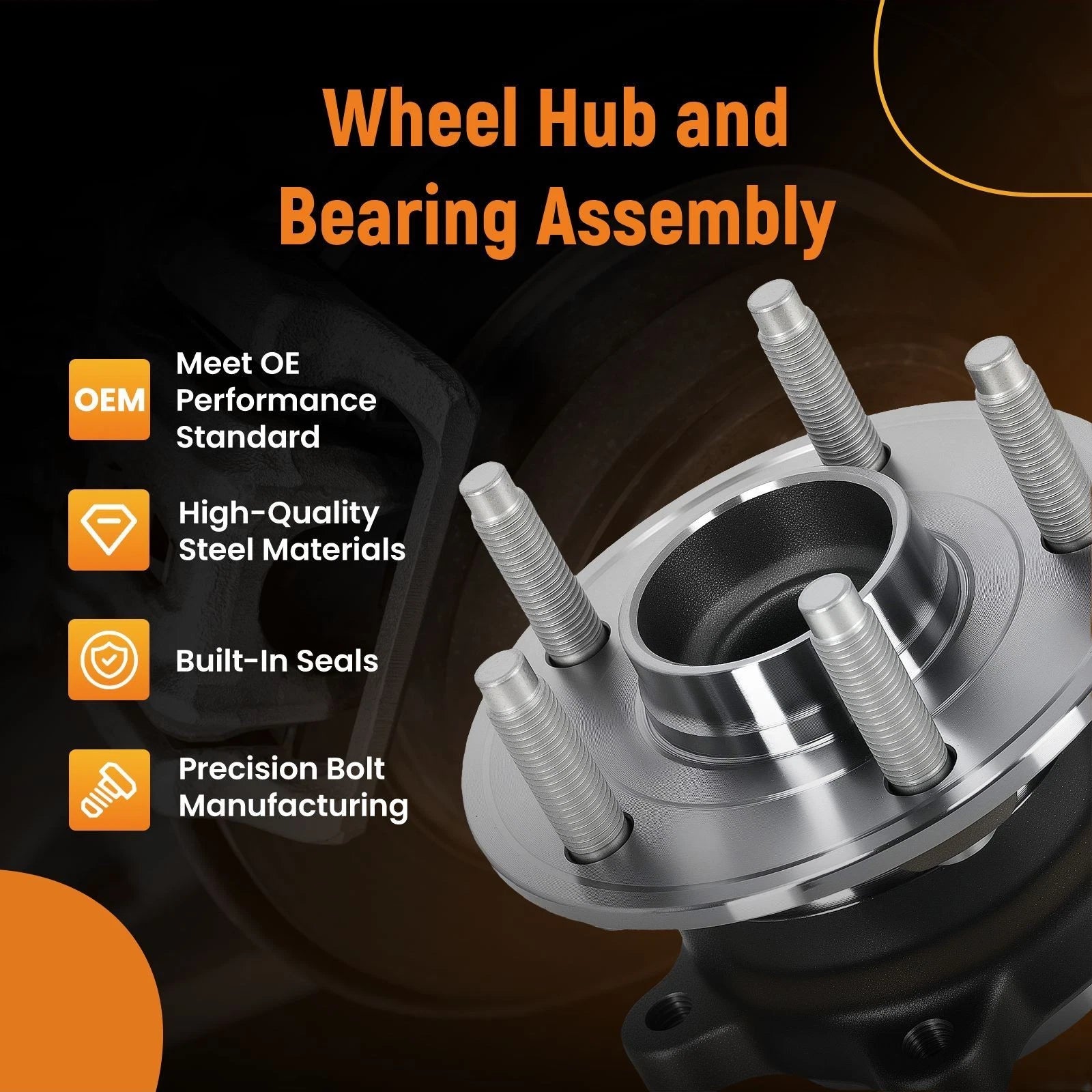 2X Wheel Hub Bearing Assembly for Chevy Cruze (2011–2016) 512446 Rear 5 Bolt