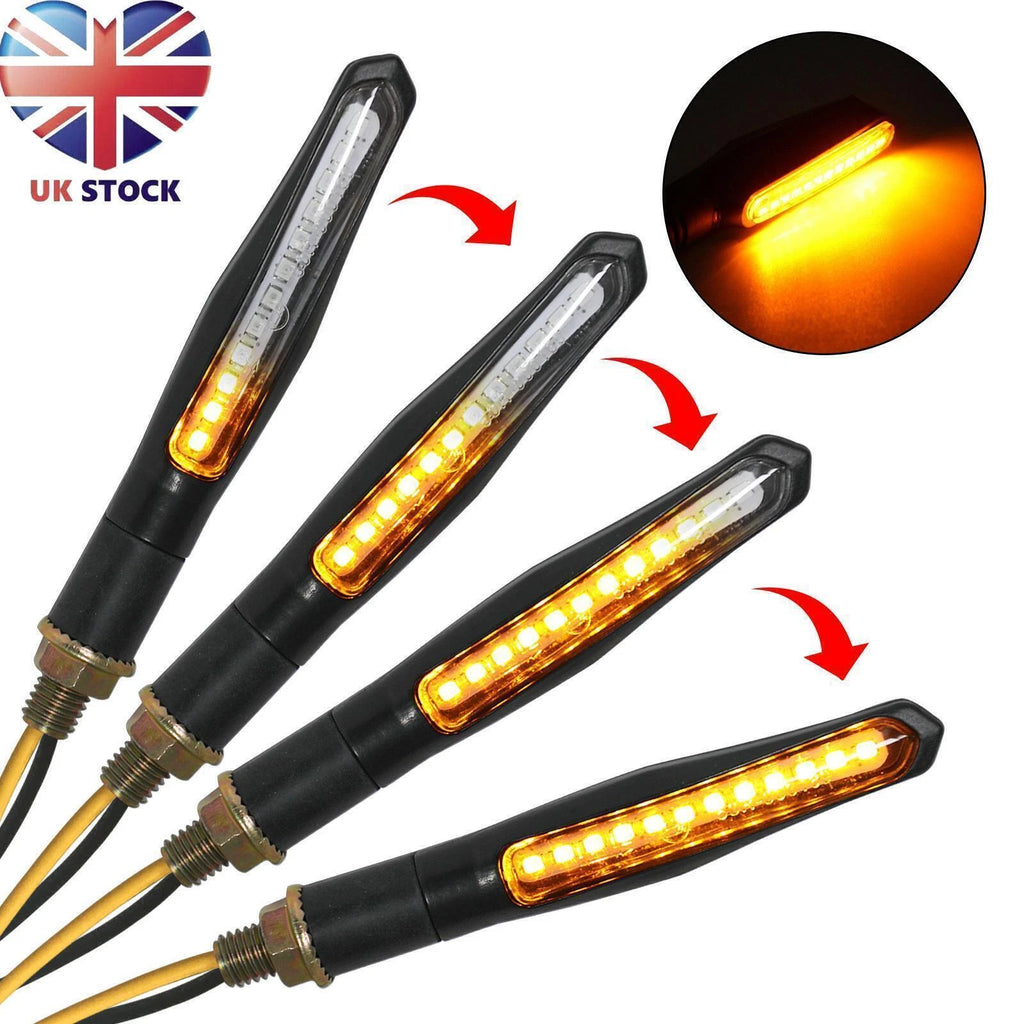 2X M10 Sequential Flowing LED Turn Signal Lights for Motorcycle