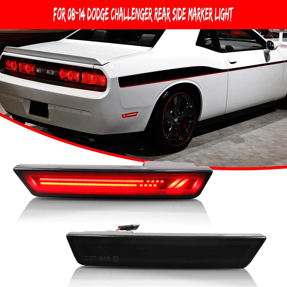 LED Smoke Lens Red Rear Fender Side Marker Lights for Dodge Challenger (2008–2014)
