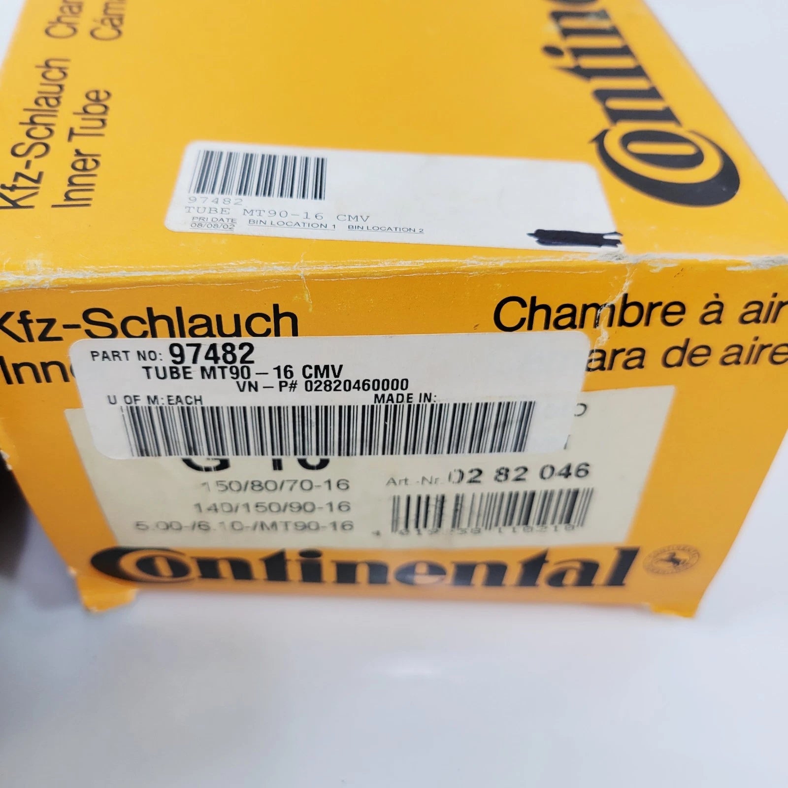 Inner Tube for Continental 150/80/70-16, 140/150/90-16, 5.00/6.10/MT90-16 (97482)