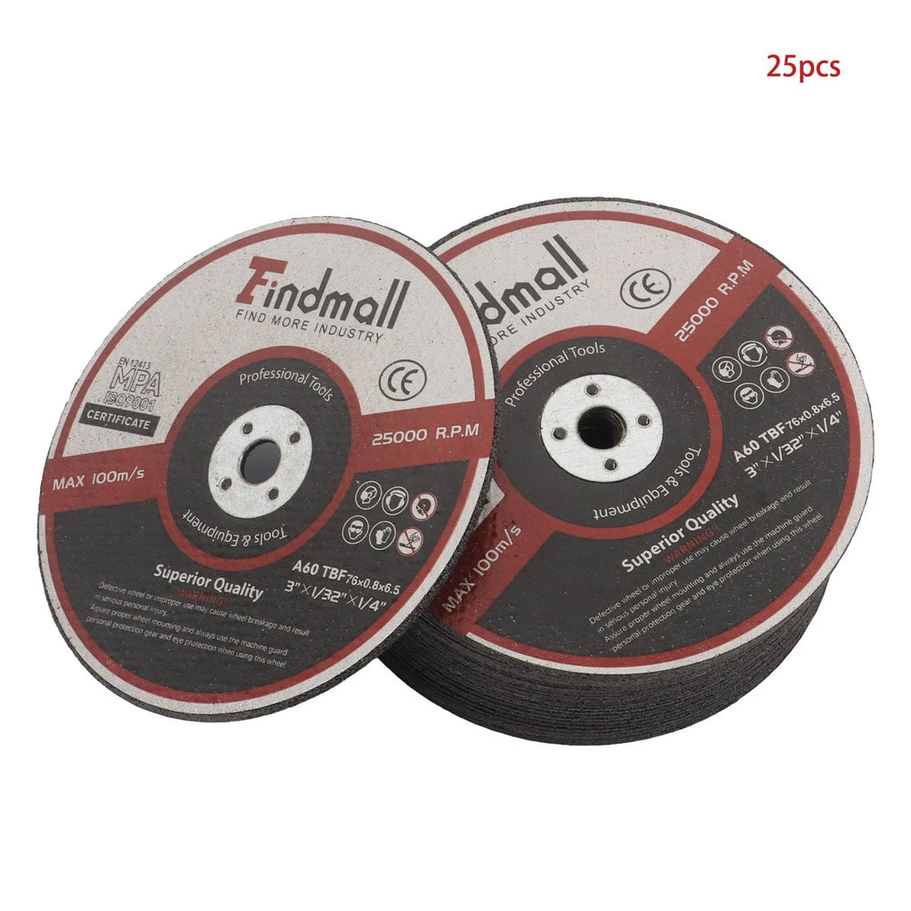 Set of 25 Metal Cut Off Wheels for Die Grinders 3"x1/32"x1/4"