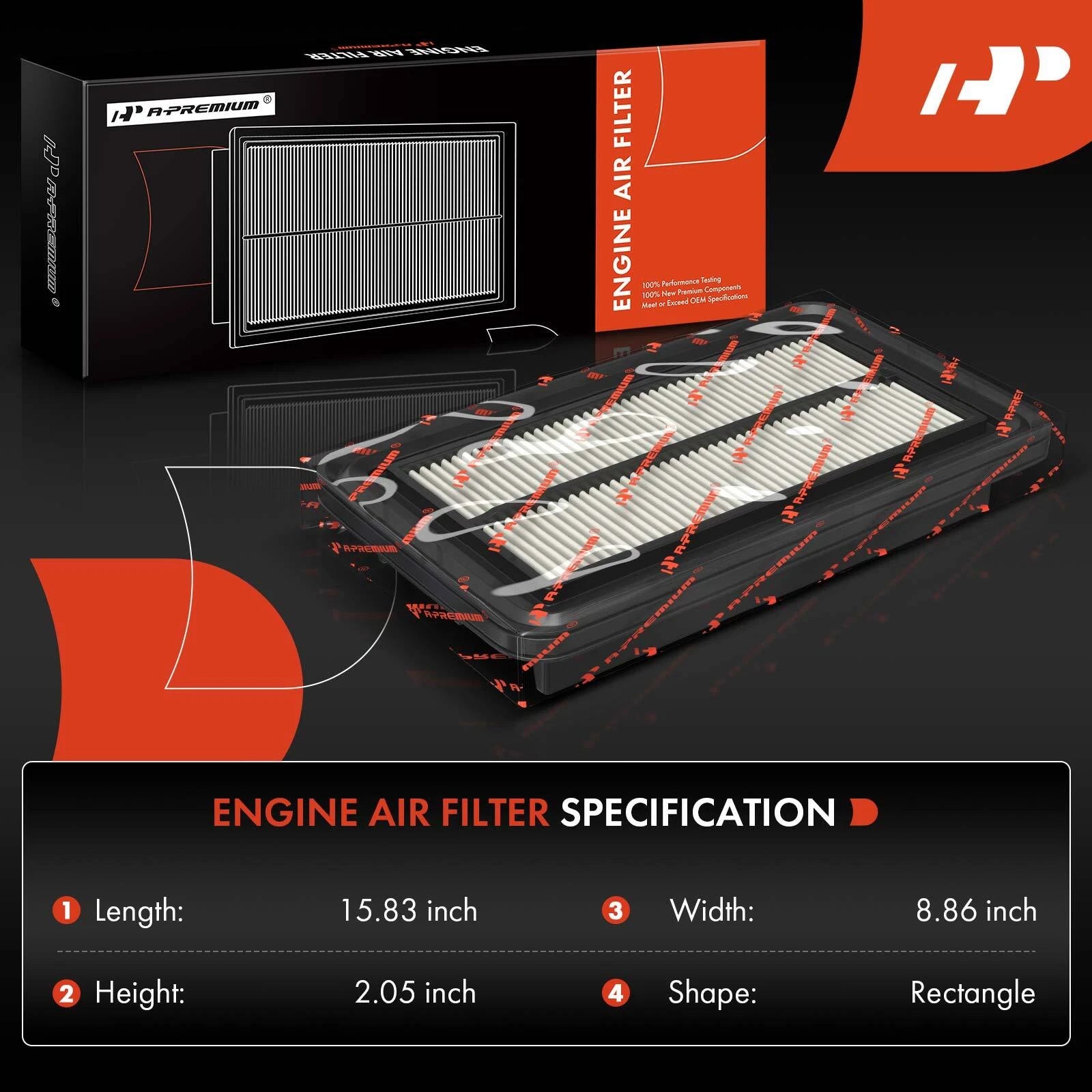 Engine Air Filter for Chevy Volt (2016-2019) 1.5L Hatchback