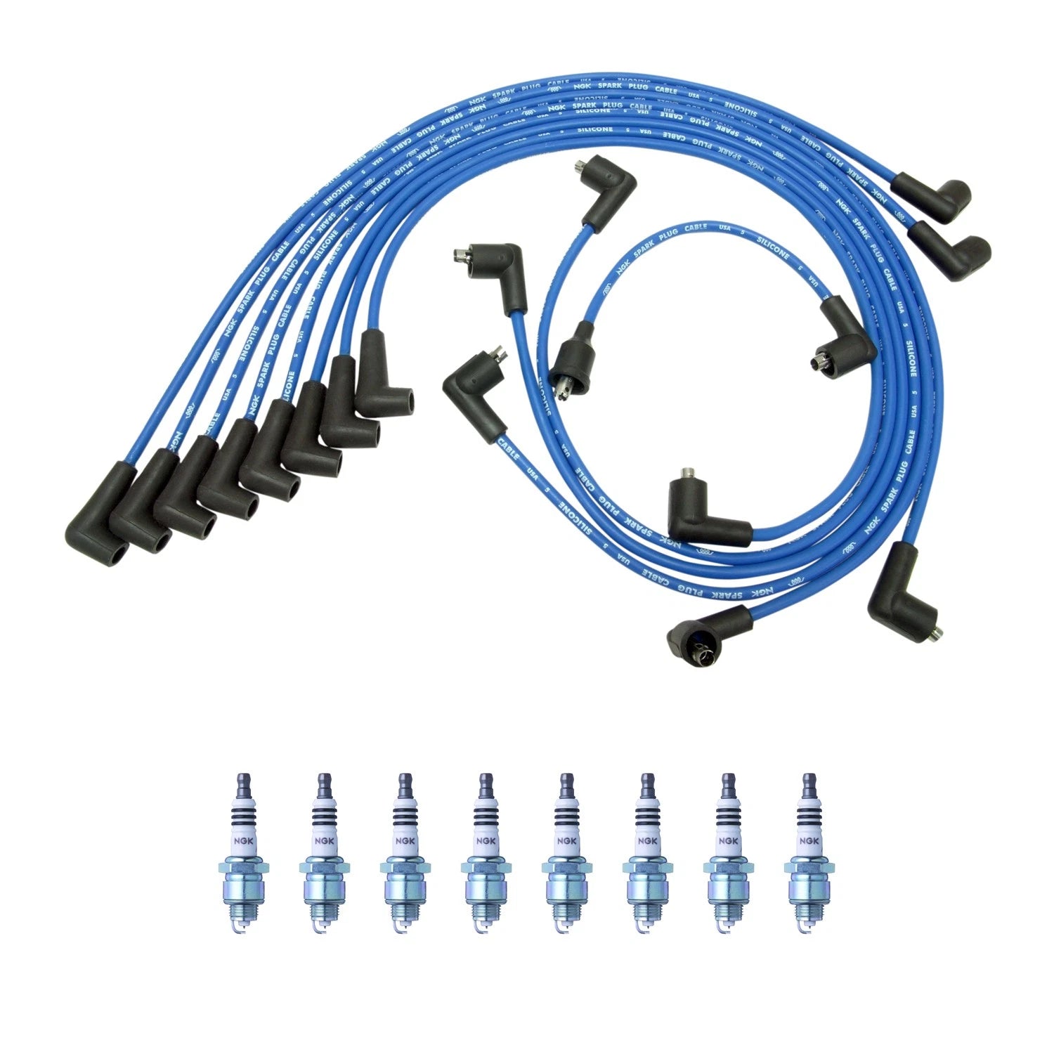 NGK Wire Set & 8 Iridium IX Spark Plugs for Camaro Chevelle Chevy II Nova (1967–1972)