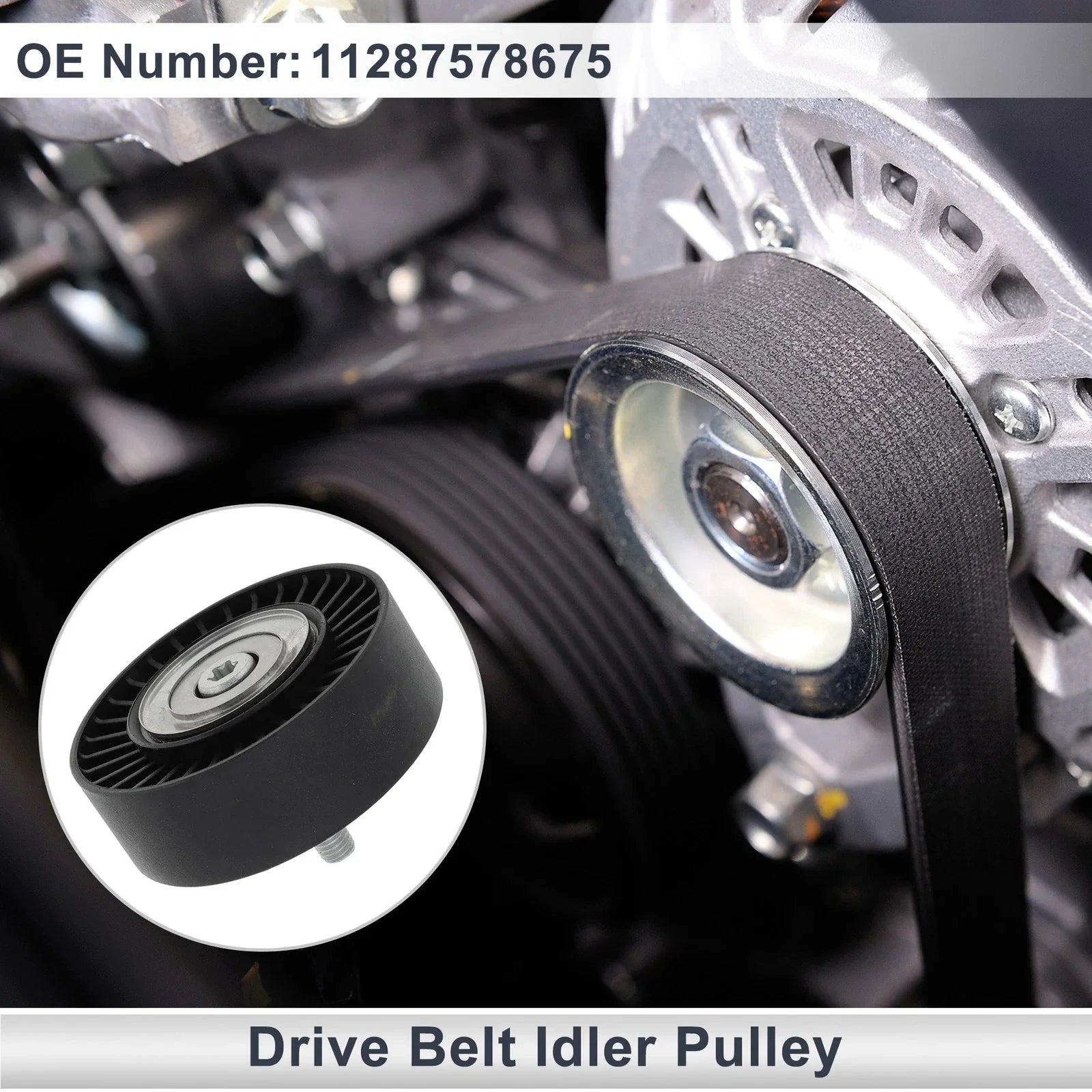 Drive Belt Idler Pulley Black for BMW Series 3 (2008 - 2012) 1 Pcs