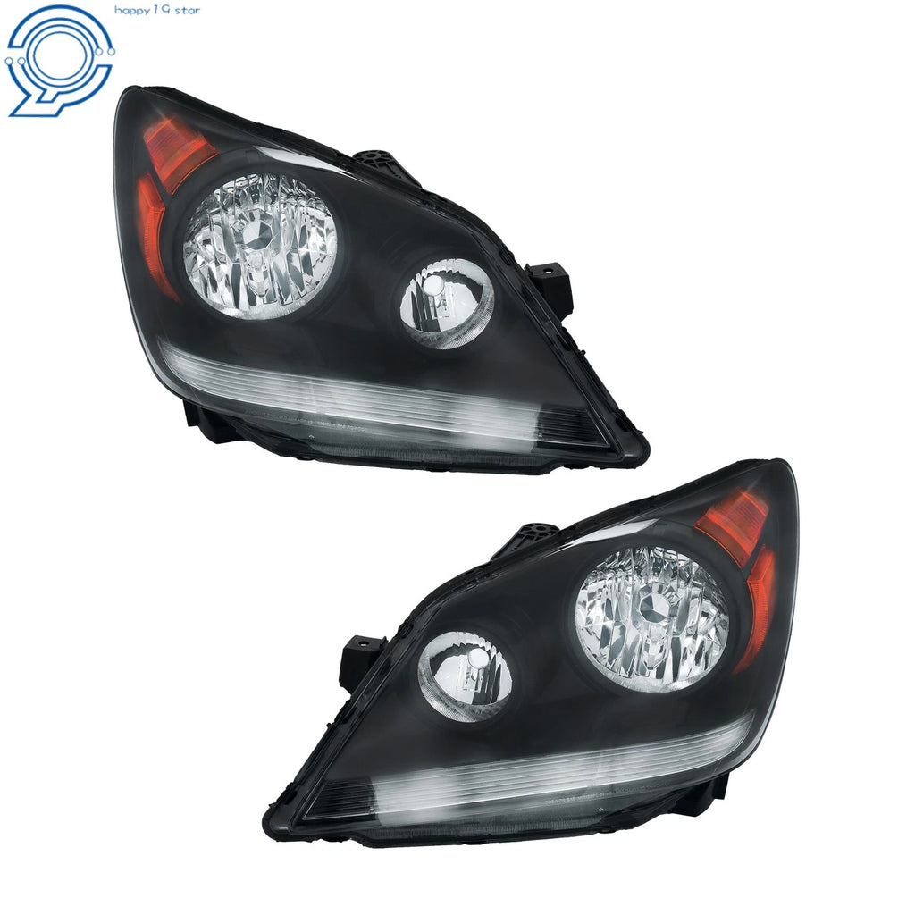 Pair of Black Halogen Front Headlights for Honda Odyssey (2005–2010)