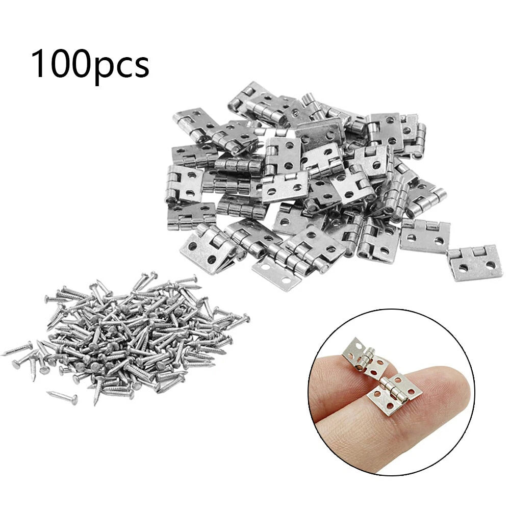100pc Mini Metal Hinges for Craft Door Wooden Box (8x10mm)