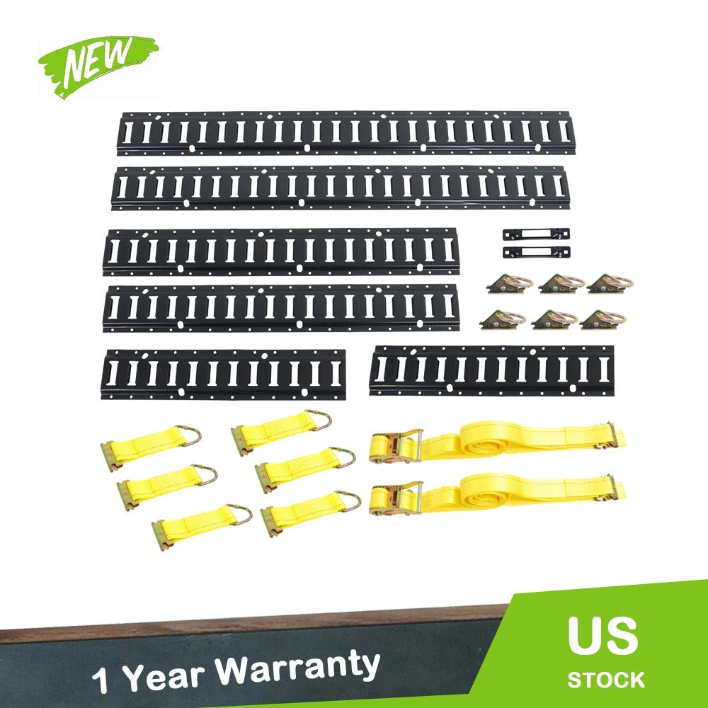 22 Piece E Track Tie Down Rail Kit for Universal Applications (Carbon Steel)