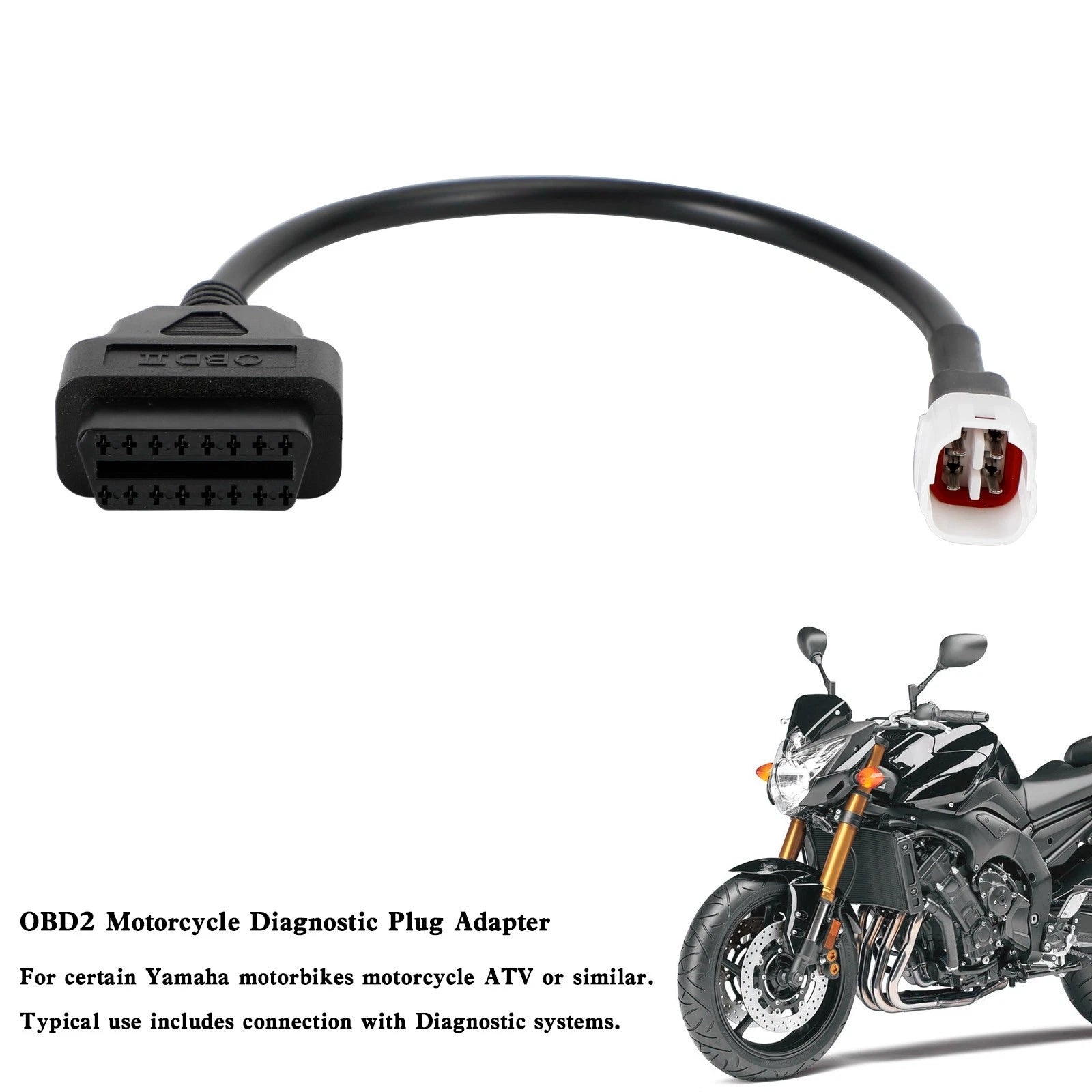 4 Pin to OBD2 Cable Diagnostic Adapter for Yamaha R1 R6 MT09 (2000–2023)
