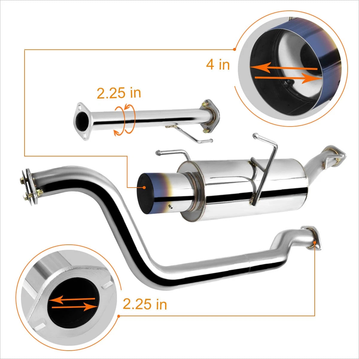 4" Burnt Tip Catback Exhaust System for Nissan Sentra SE-R Spec V (2002–2006)