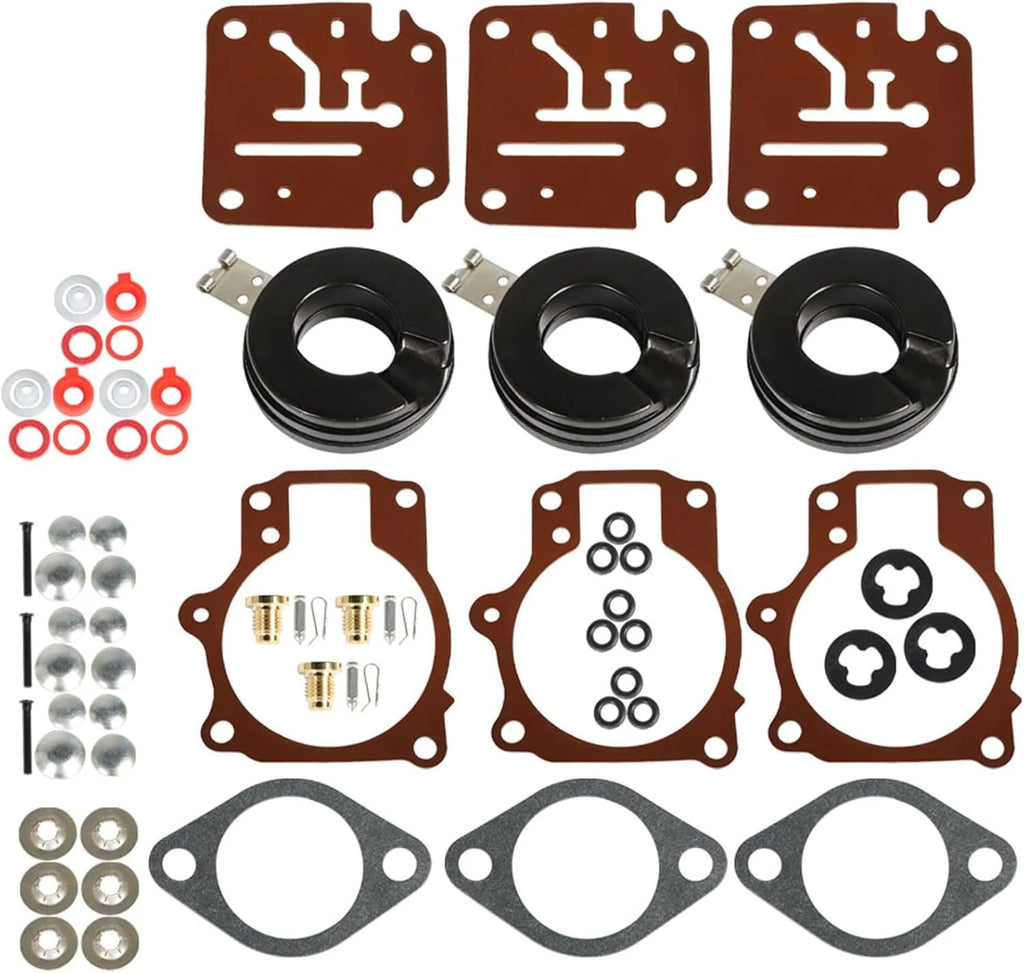 3X Carburetor Rebuild Kit with Float for Johnson Evinrude 50 55 60 HP