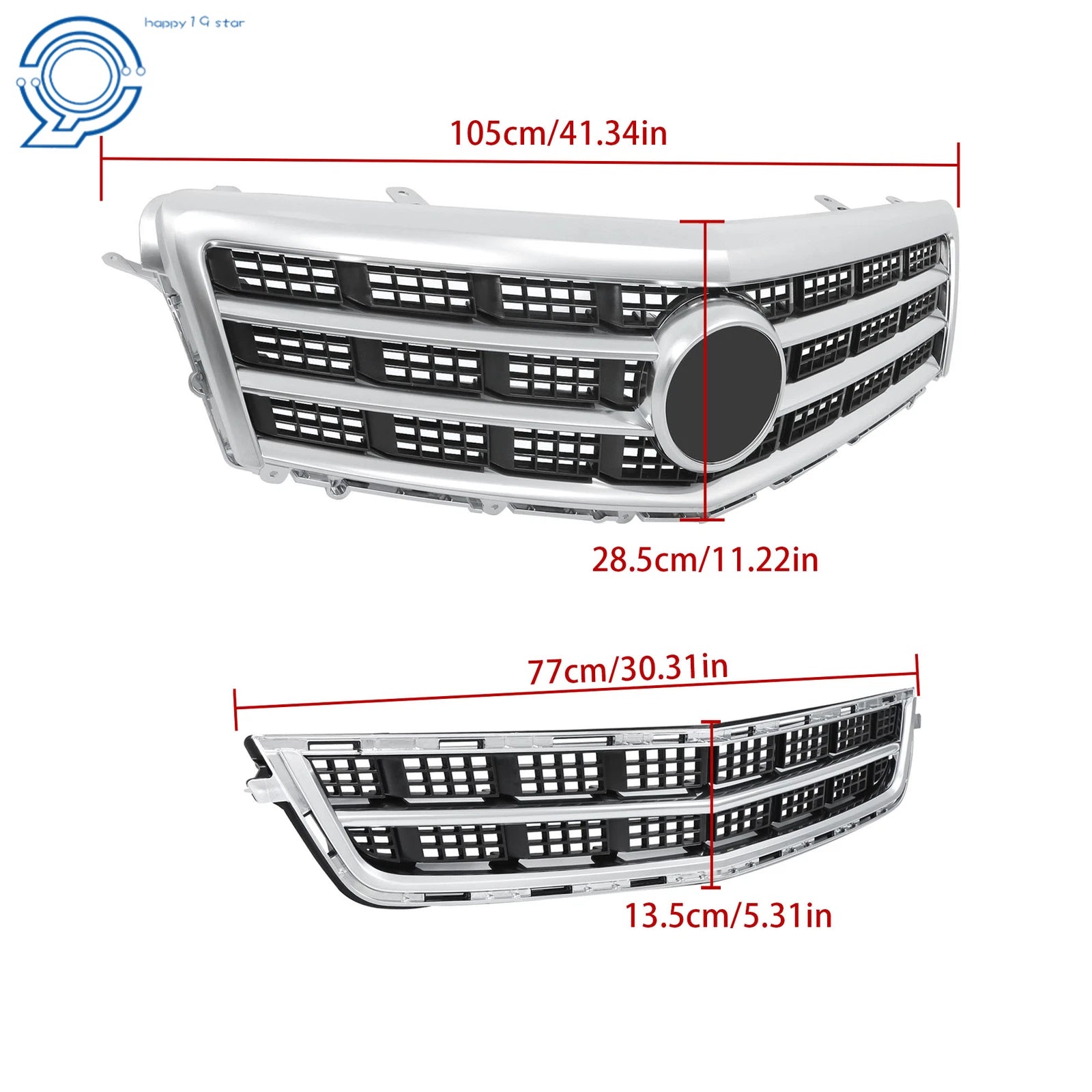 Front Bumper Grille with Trim Molding & Lower Grill for Cadillac ATS (2013–2014)