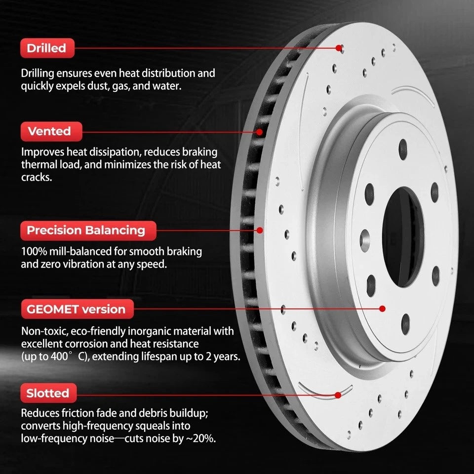 Front Disc Rotors Brake Calipers Brake Pads for Ford F-150 (2012–2020)