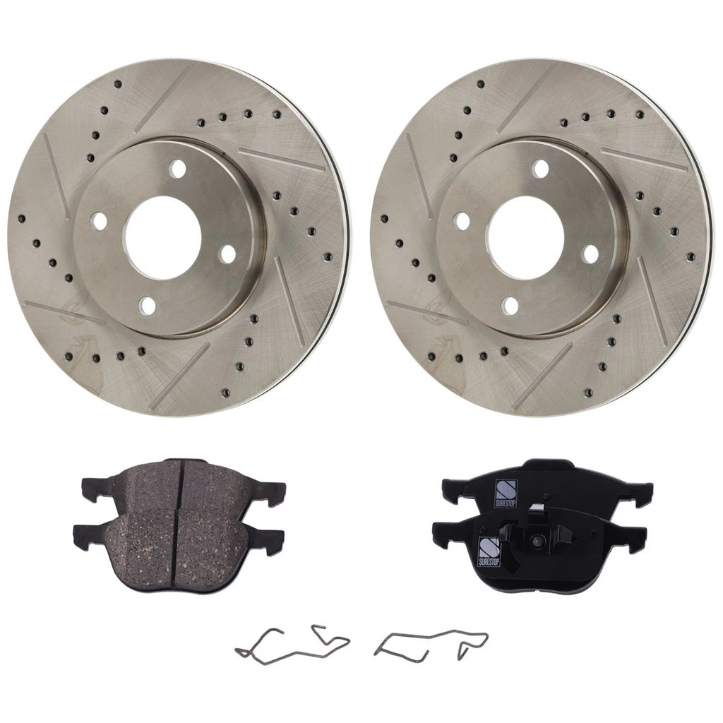 Front Brake Disc Rotors and Pads Kit for Ford Focus (2005–2007)