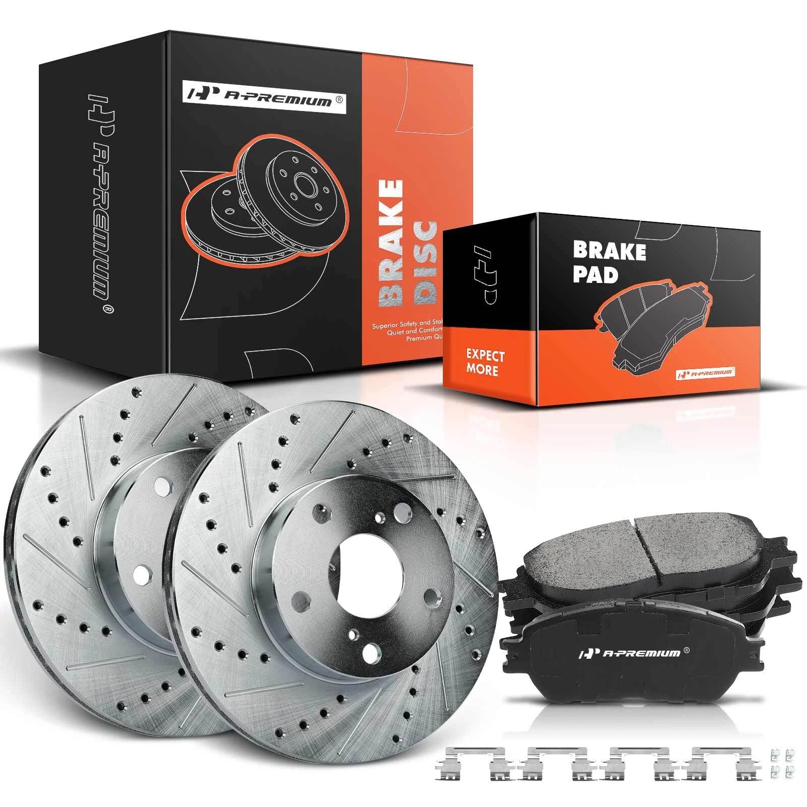 Front Drilled Brake Rotors & Ceramic Pads for Toyota Tacoma (2005-2015)