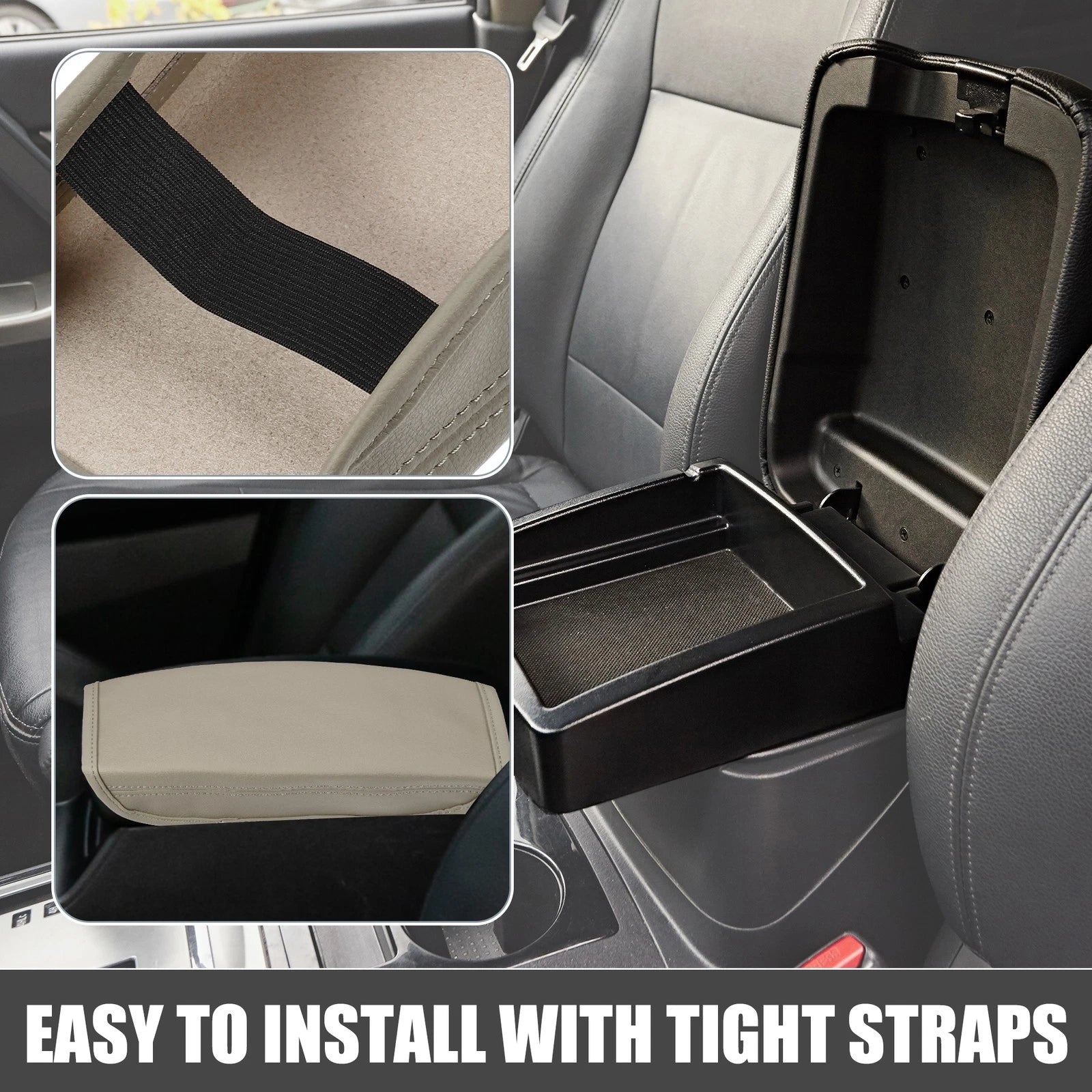Center Console Cover Pad for Hyundai Tucson (2022–2023) Faux Leather Beige