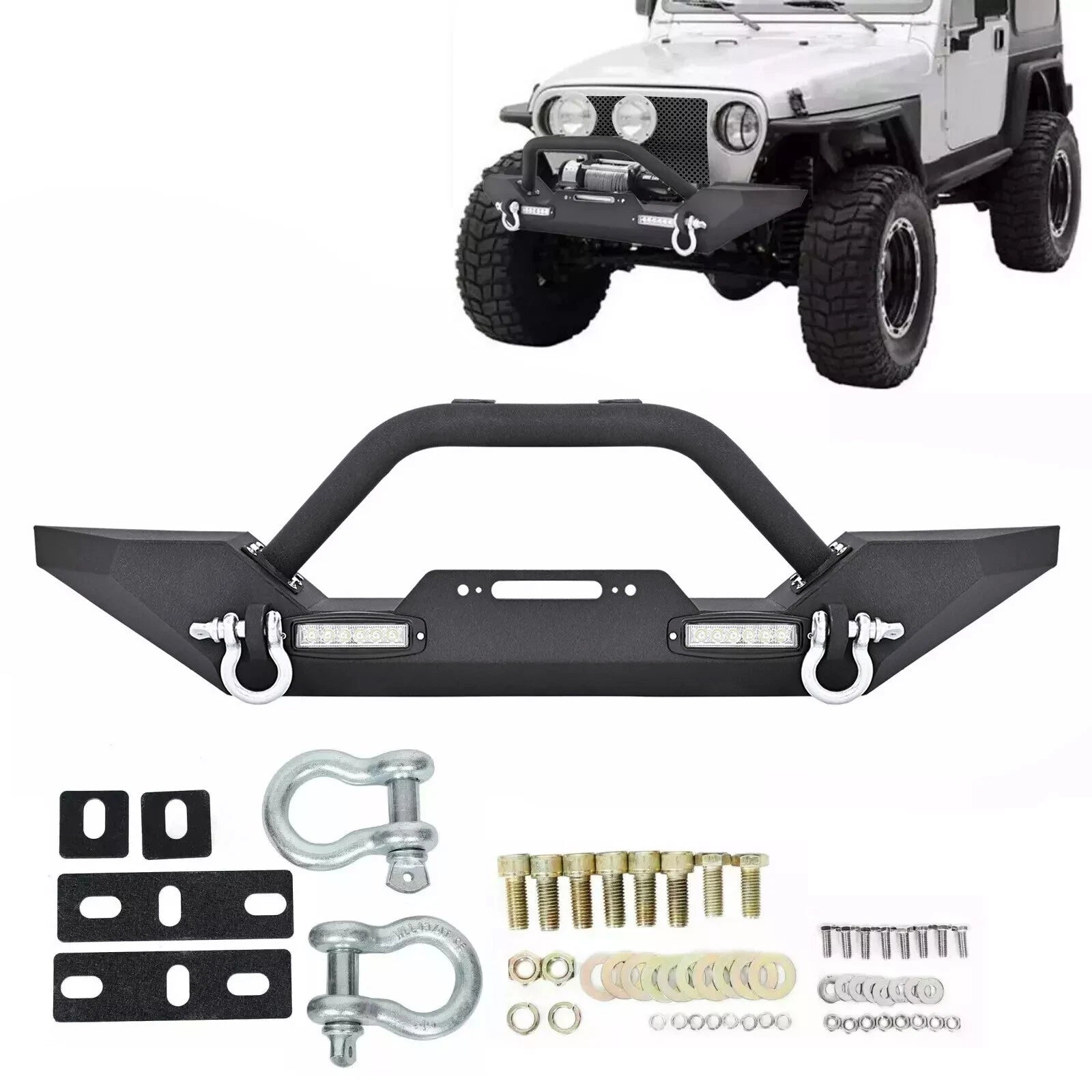Front Bumper with Winch Plate & D-Rings for Jeep Wrangler (1987–2006)