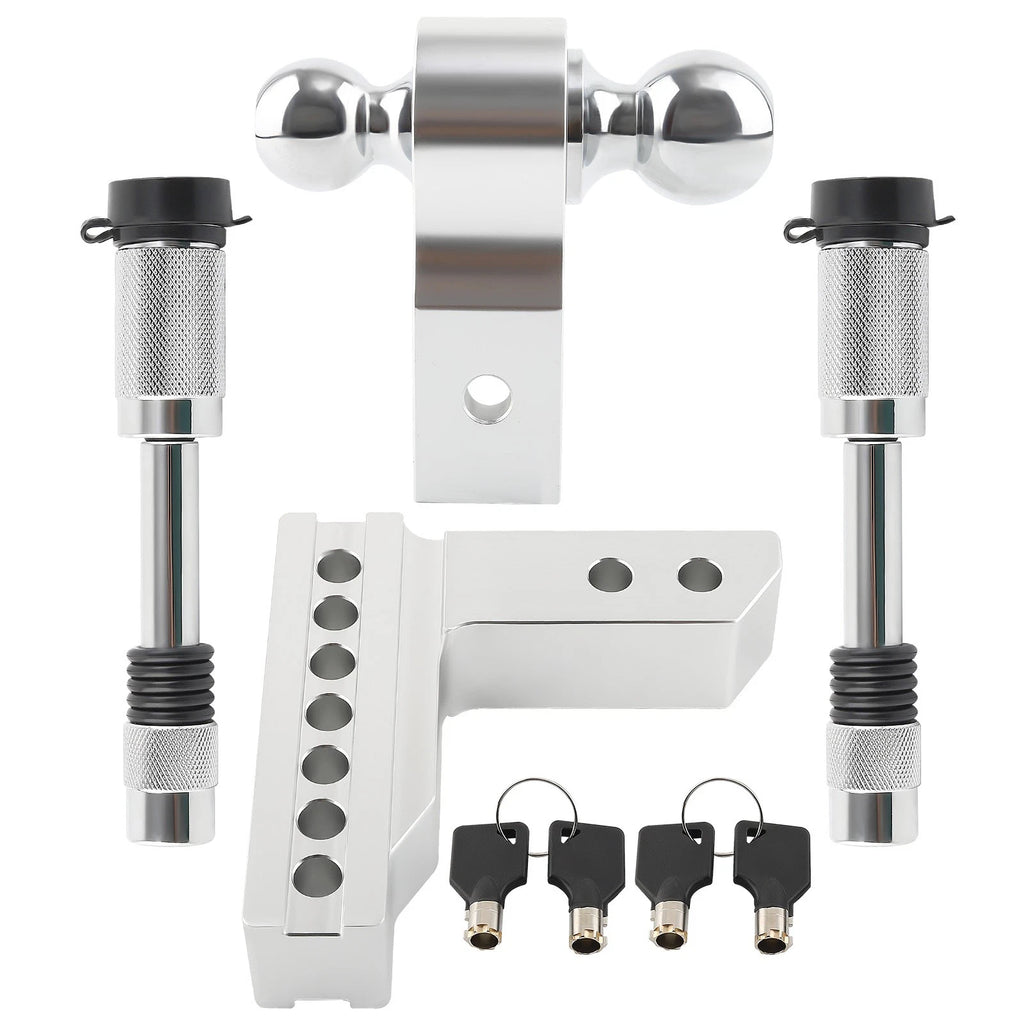 Dual Ball 2" Receiver Adjustable Trailer Tow Hook & Lock for All Models