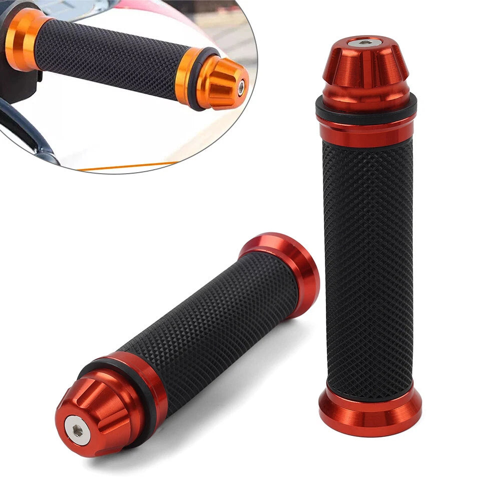 2pcs Handle Bar Hand Grip for Yamaha Honda Suzuki (7/8", Orange)