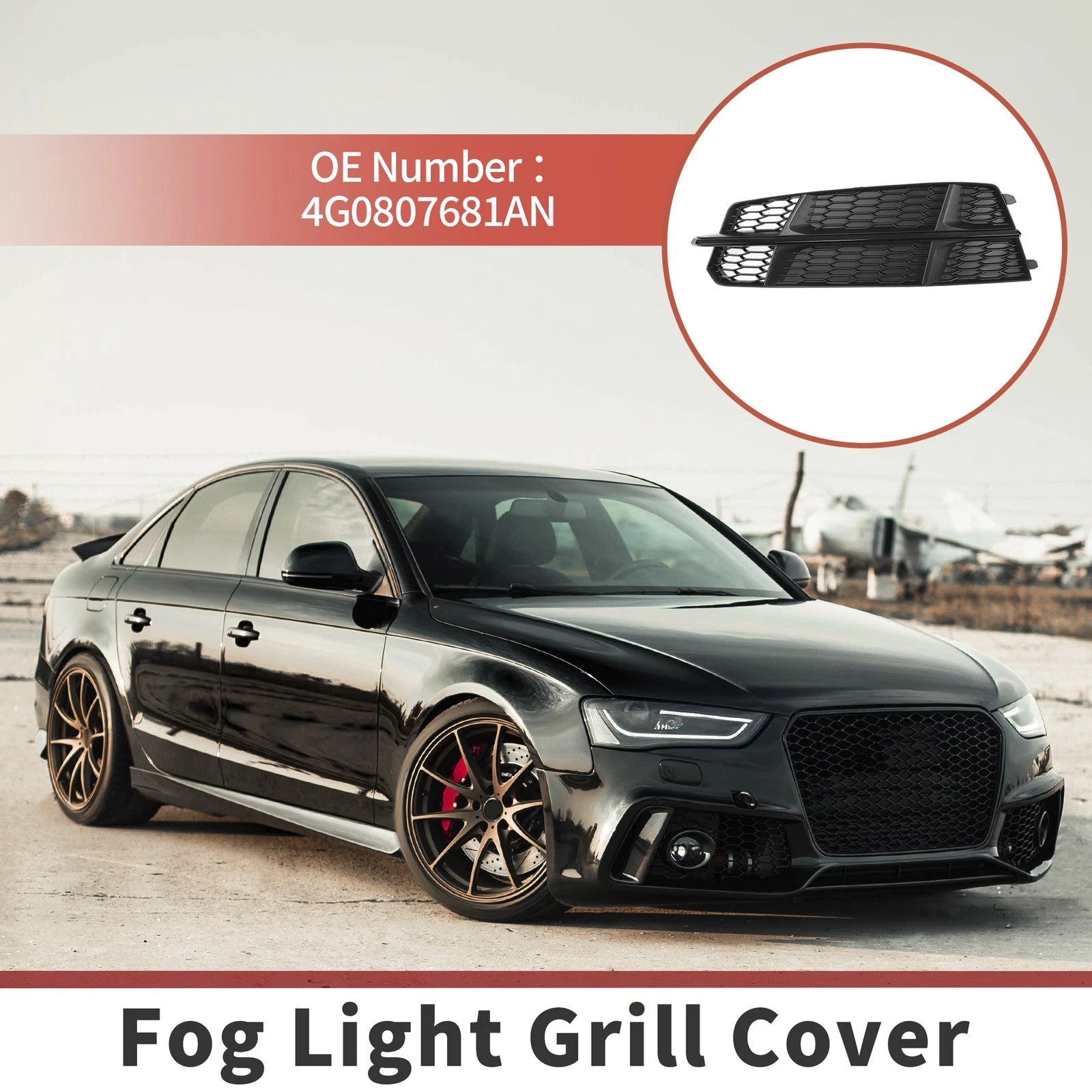 1pc Fog Light Grill for Audi A6 C7 S-Line (2012–2018) No. 4G0807681AN Black