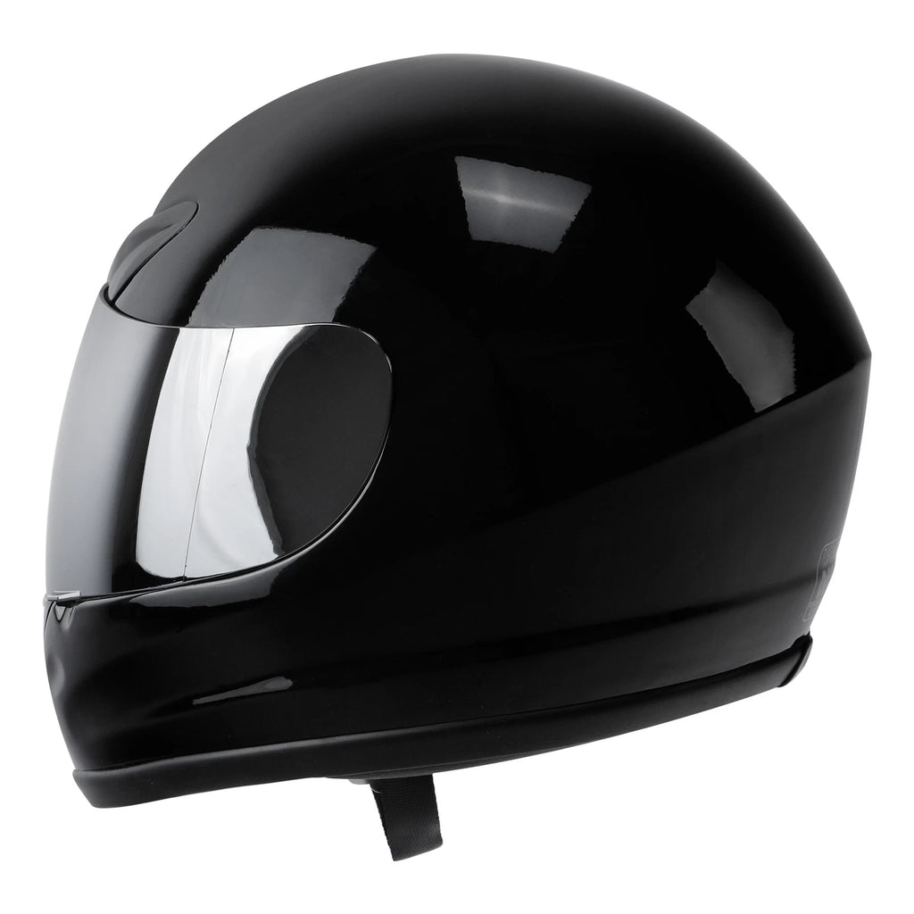 Gloss Black Full Face Helmet for Motorcycle (S, M, L, XL) + Silver Visor