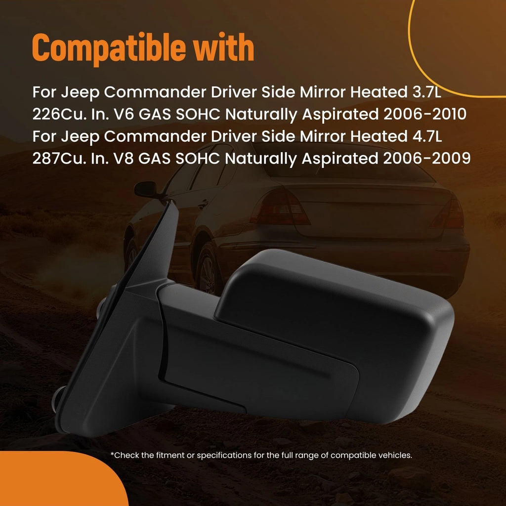 Heated Power Left Rear View Mirror for Jeep Commander (2006-2010)