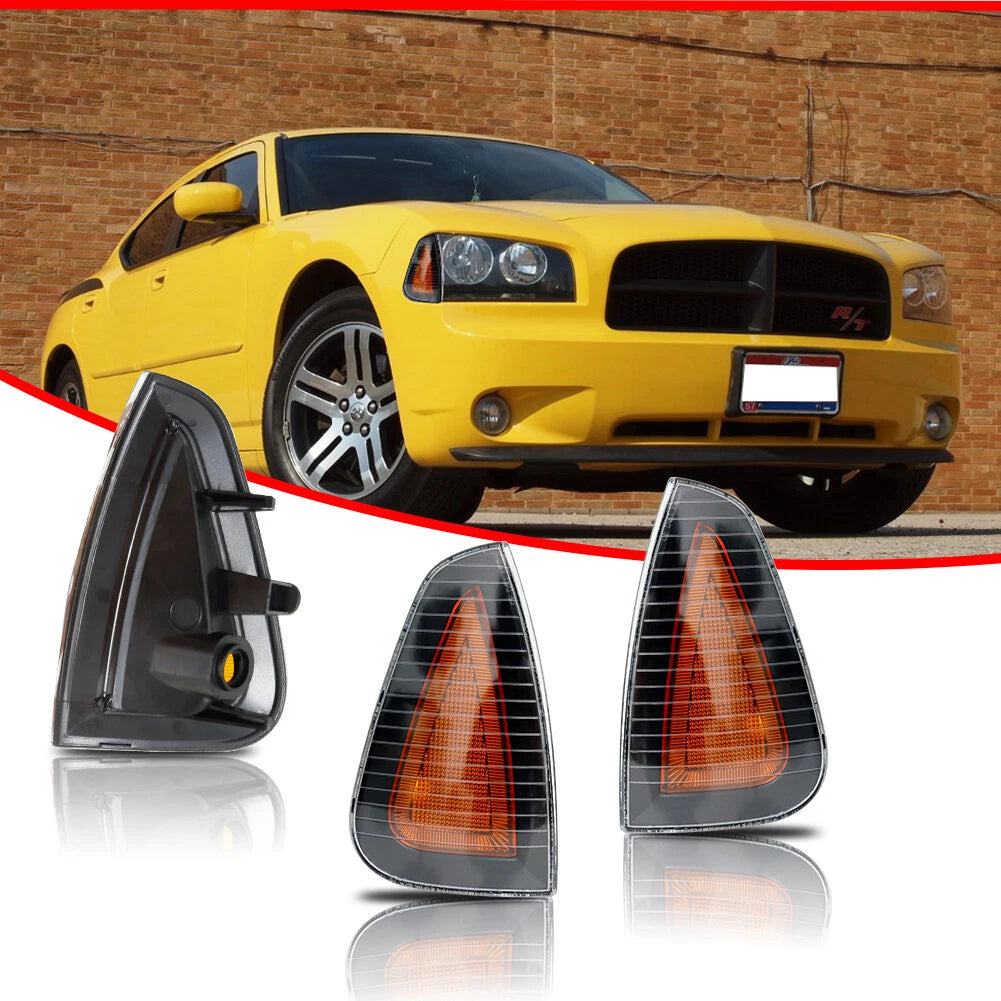 2Pcs Amber Lens Front Side Marker Lights for Dodge Charger (2006–2010)