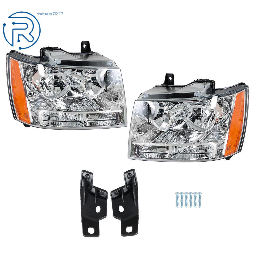 Set of 2 Halogen Headlights for Chevy Avalanche/Suburban/Tahoe (2007-2014)