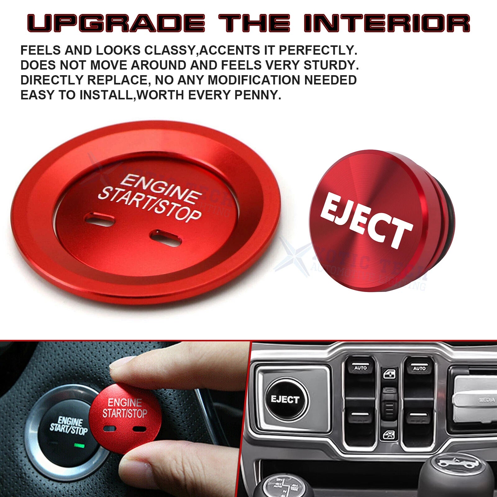 Red Engine Start & Cigarette Lighter Eject Button Cover for Chevrolet Impala (2010-2016)