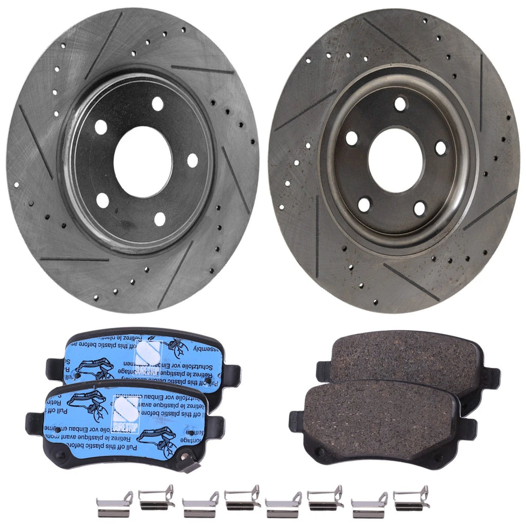 Rear Brake Disc Rotors and Pads Kit for VW Dodge Grand Caravan (2012)