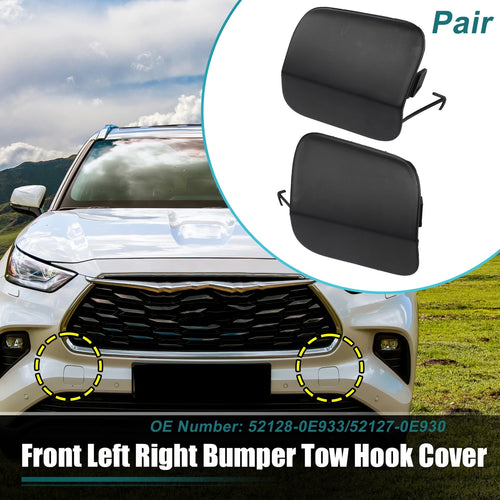 1 Pair Front Bumper Tow Hook Cover for Toyota Highlander (No. 52128-0E933) Black