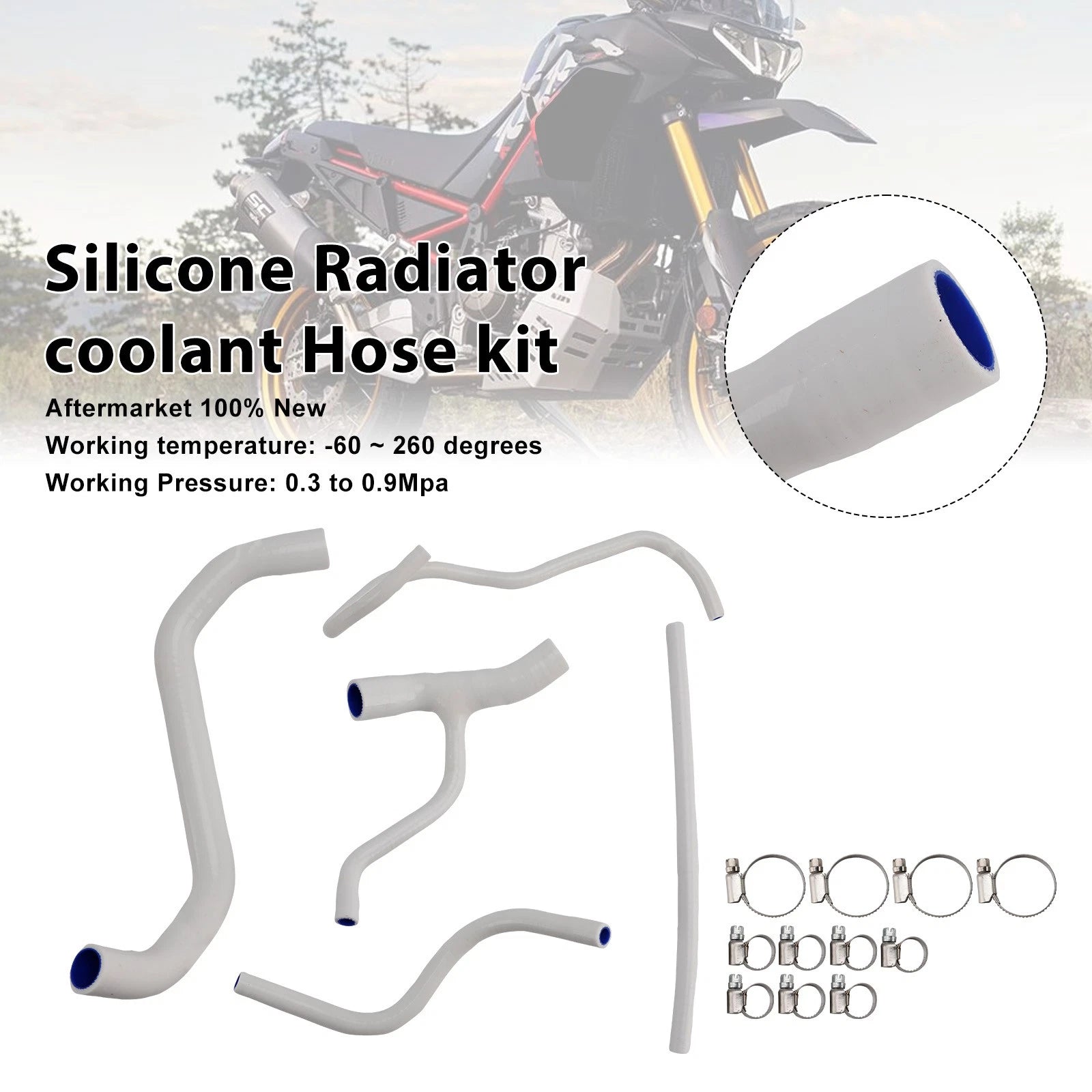 Silicone Radiator Coolant Hose for Aprilia Tuareg 660 (2022–2025) White#26