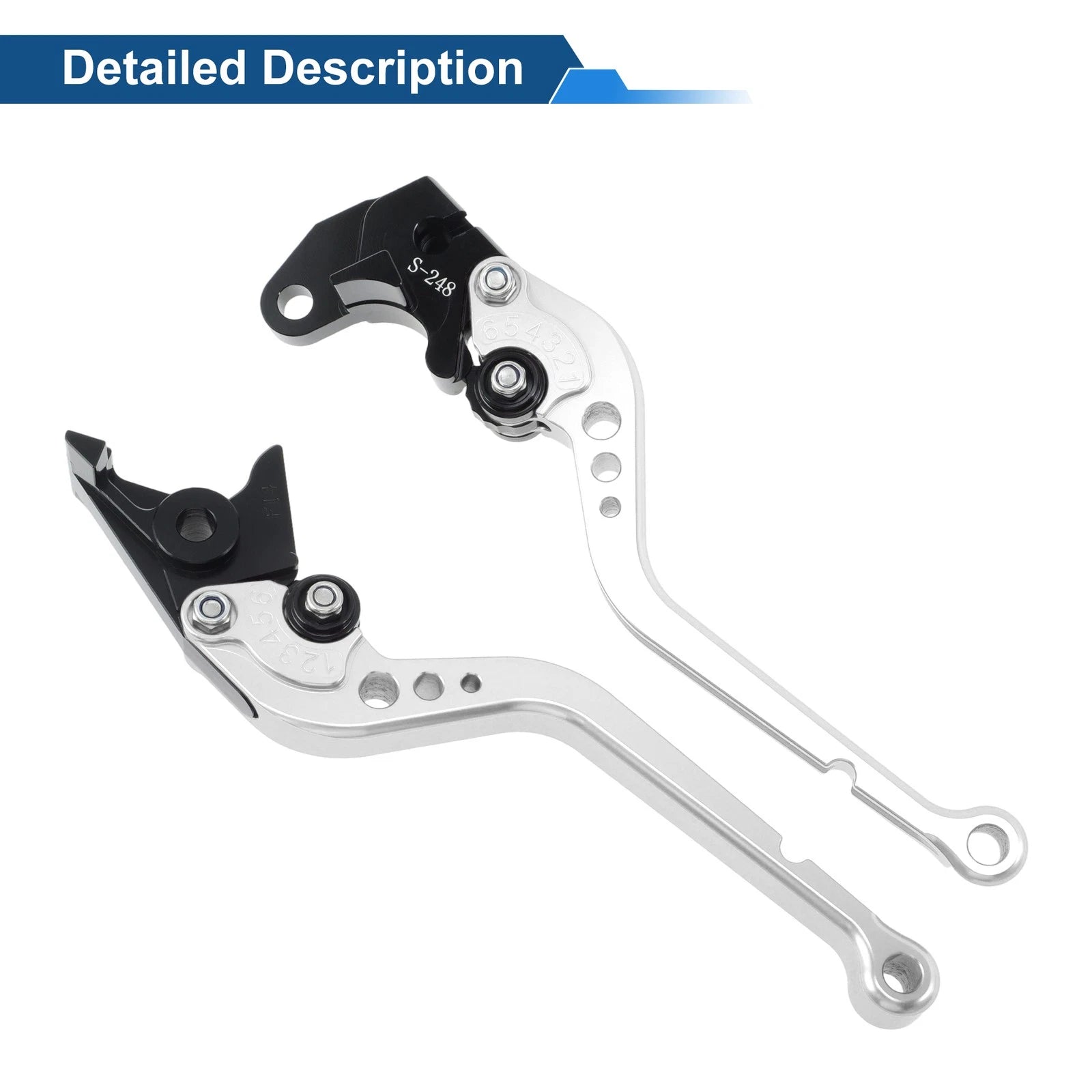 Short Brake Clutch Levers for Suzuki GSXR600 (1997–2003) 1 Pair Silver Tone